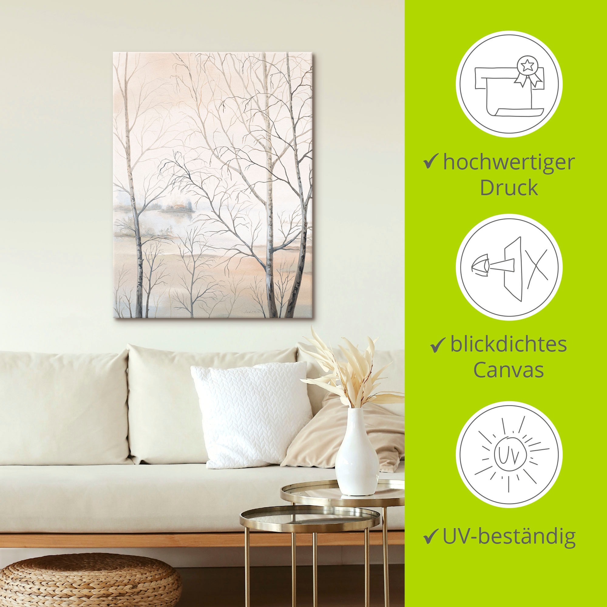 Artland Wandbild »Seeufer am Wald II«, Gewässer, (1 St.), als Leinwandbild, Poster, Wandaufkleber in verschied. Größen