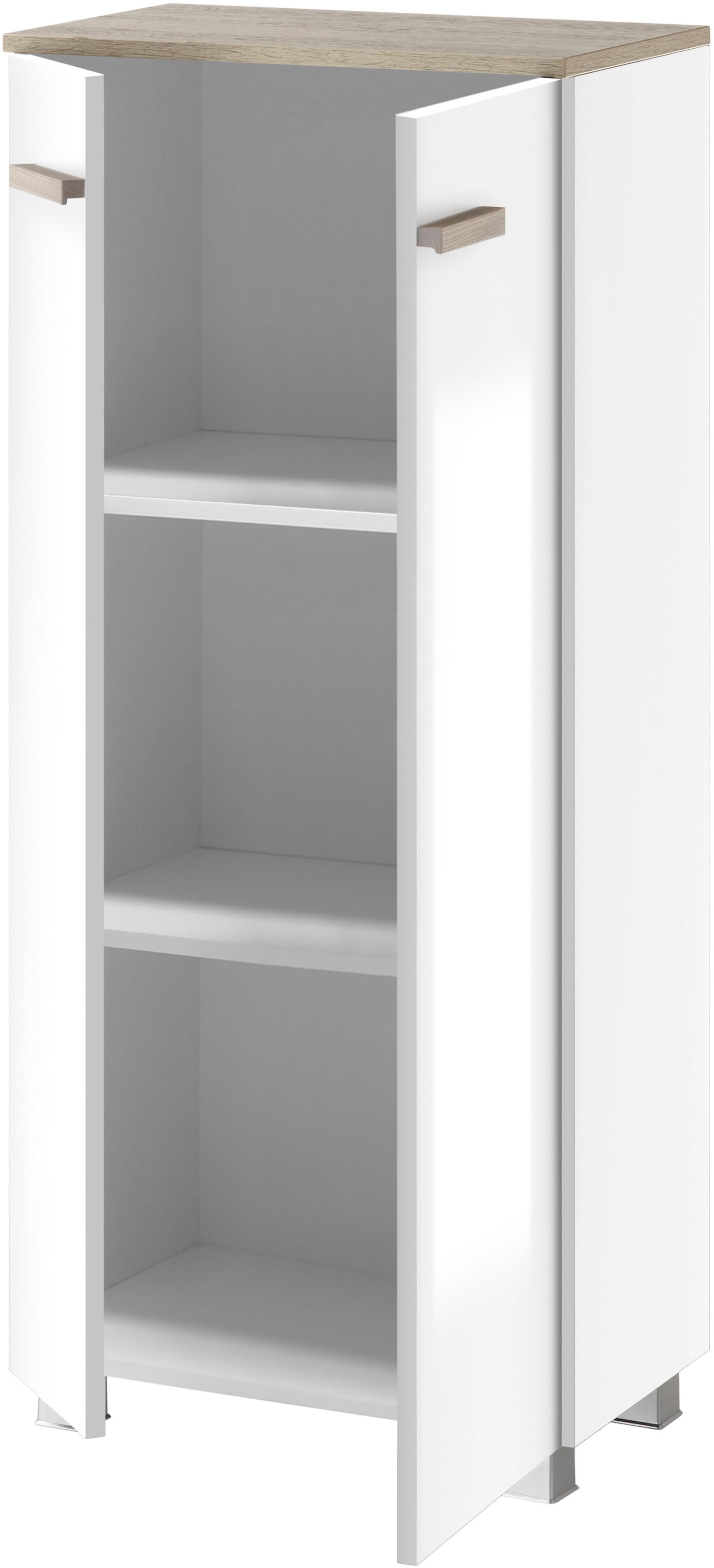 Places of Style Badmöbel-Set »SOLiD, Badmöbel-Set, Bad im modernen Design, 3-teiliges Badezimmer«, (Set, 3 St.), Waschtisch mit Waschbecken, Midischrank, Breite 130 cm