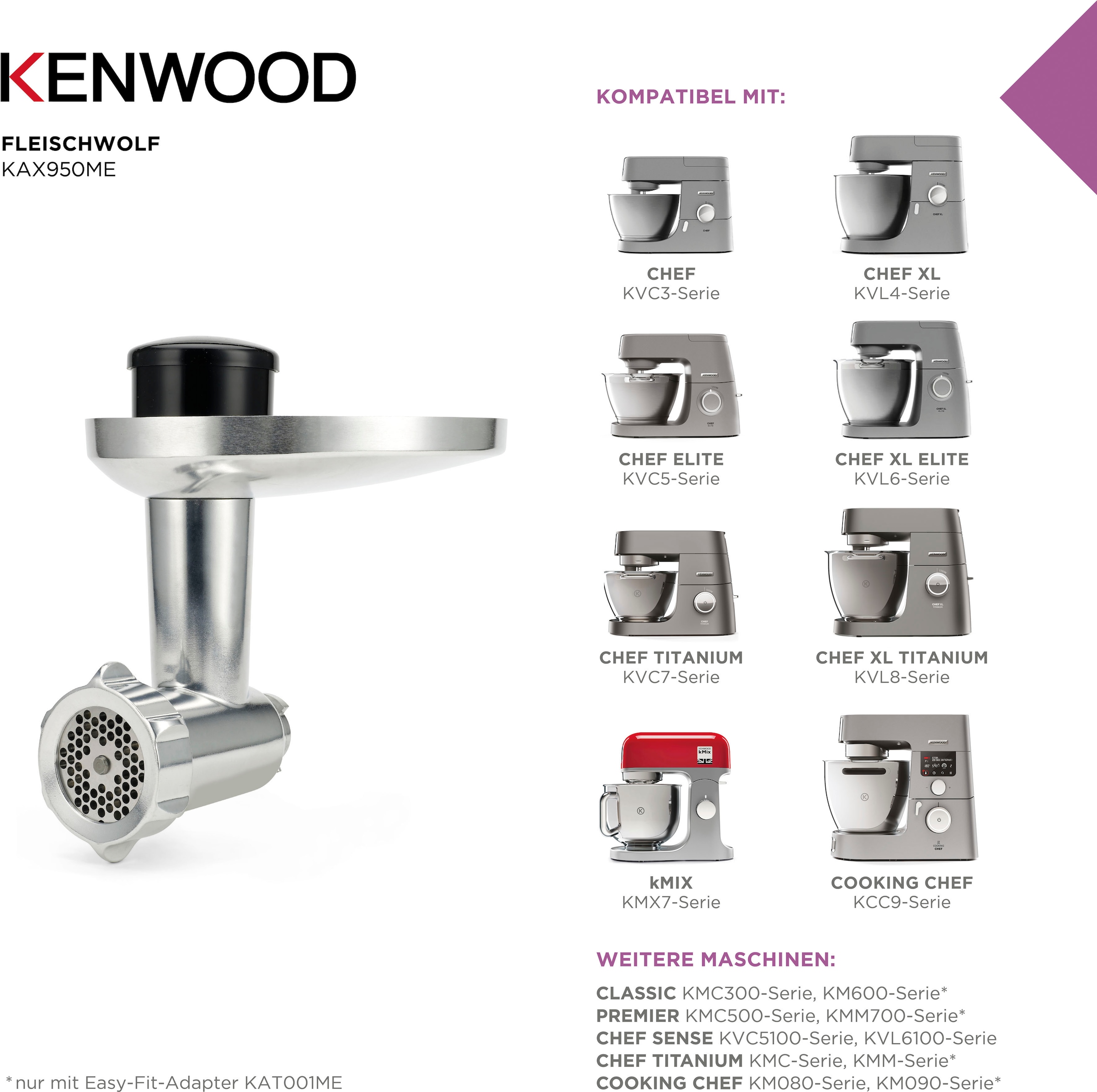 KENWOOD Fleischwolfaufsatz »KAX950ME«