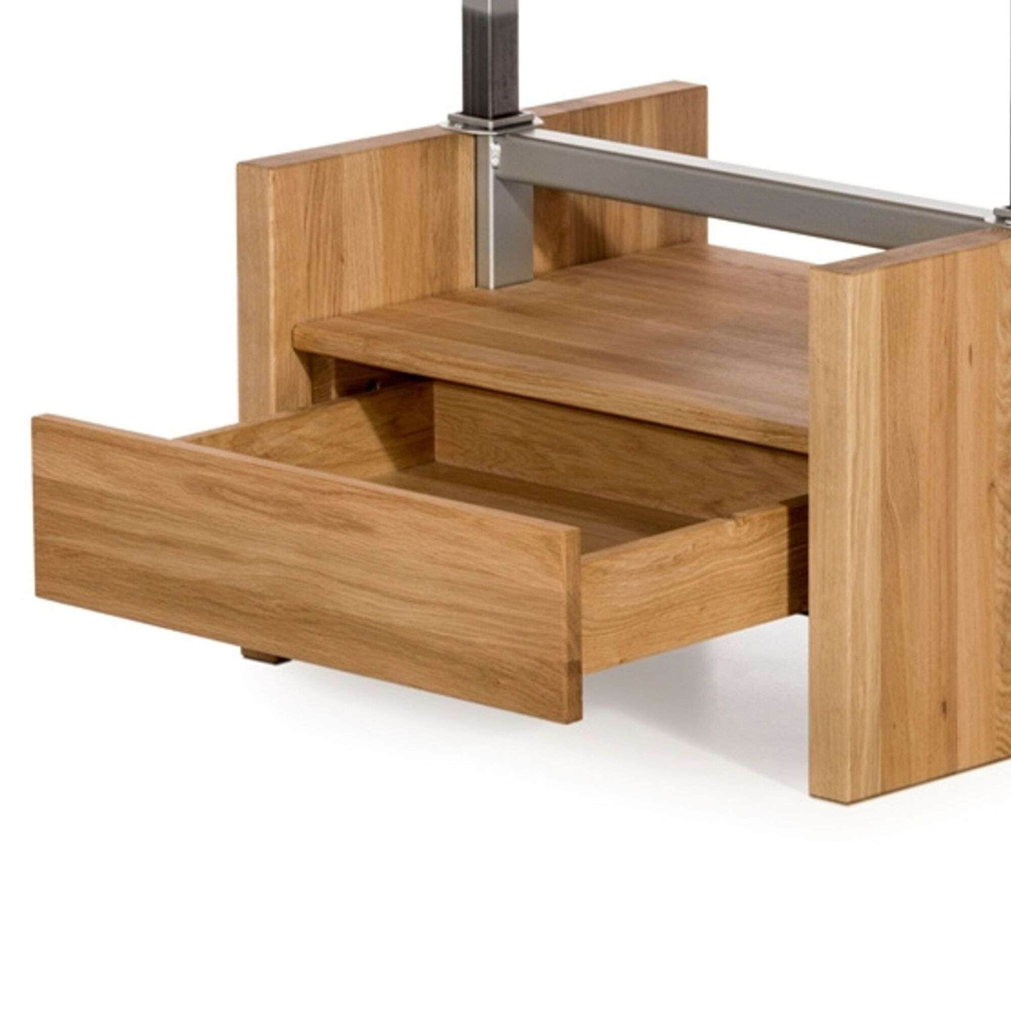 Home affaire Couchtisch »Hamilton Kaffeetisch, Massivholz, modern design, in Eiche geölt«, höhenverstellbar Tischplatte, rechteckig, mit Schublade, Ablage