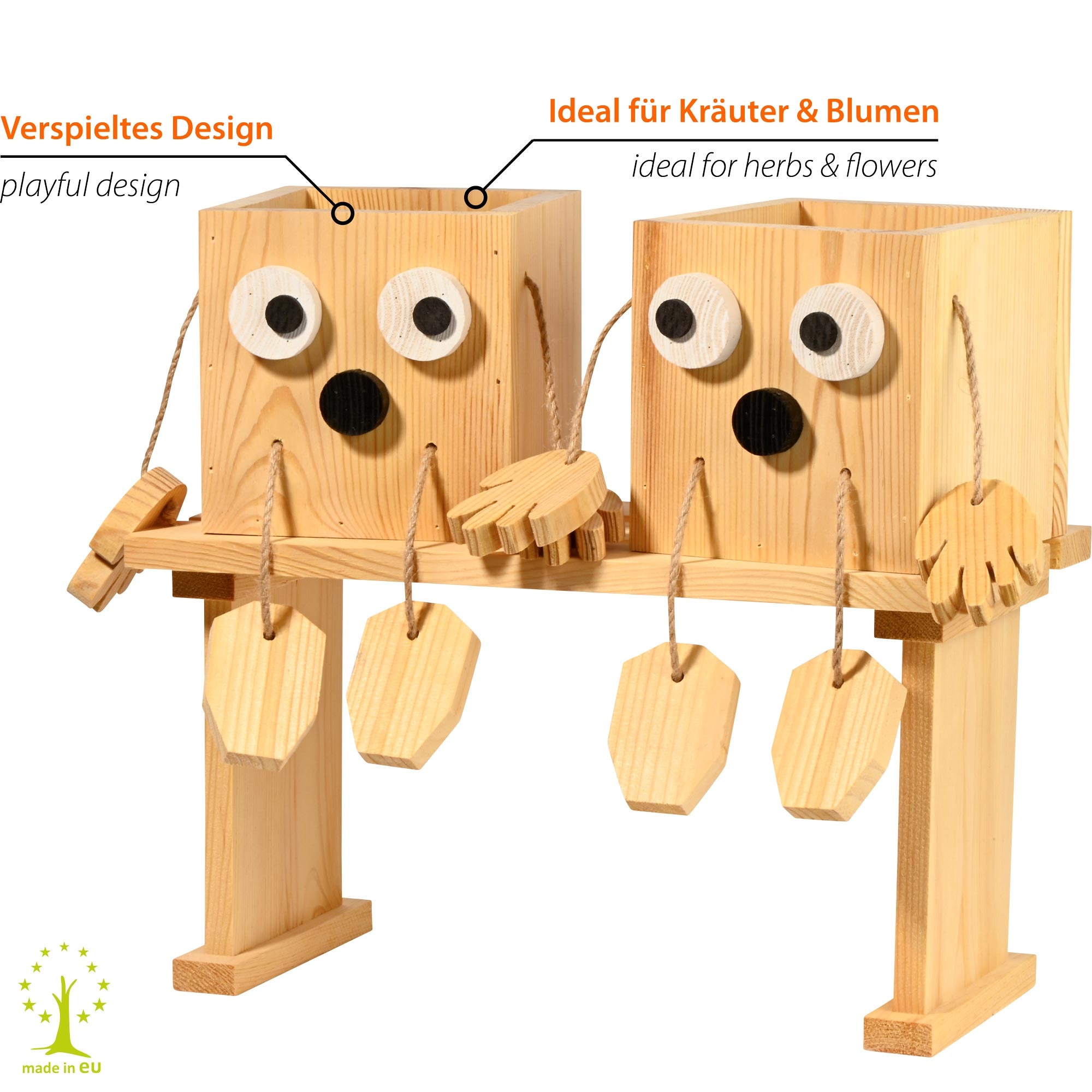 dobar green label Blumentopf »Kräuterschwestern "Laura & Lisa"« Maße des Blumentopf-Sets: ca. 38 x 13 x 33 cm (L x B x H)