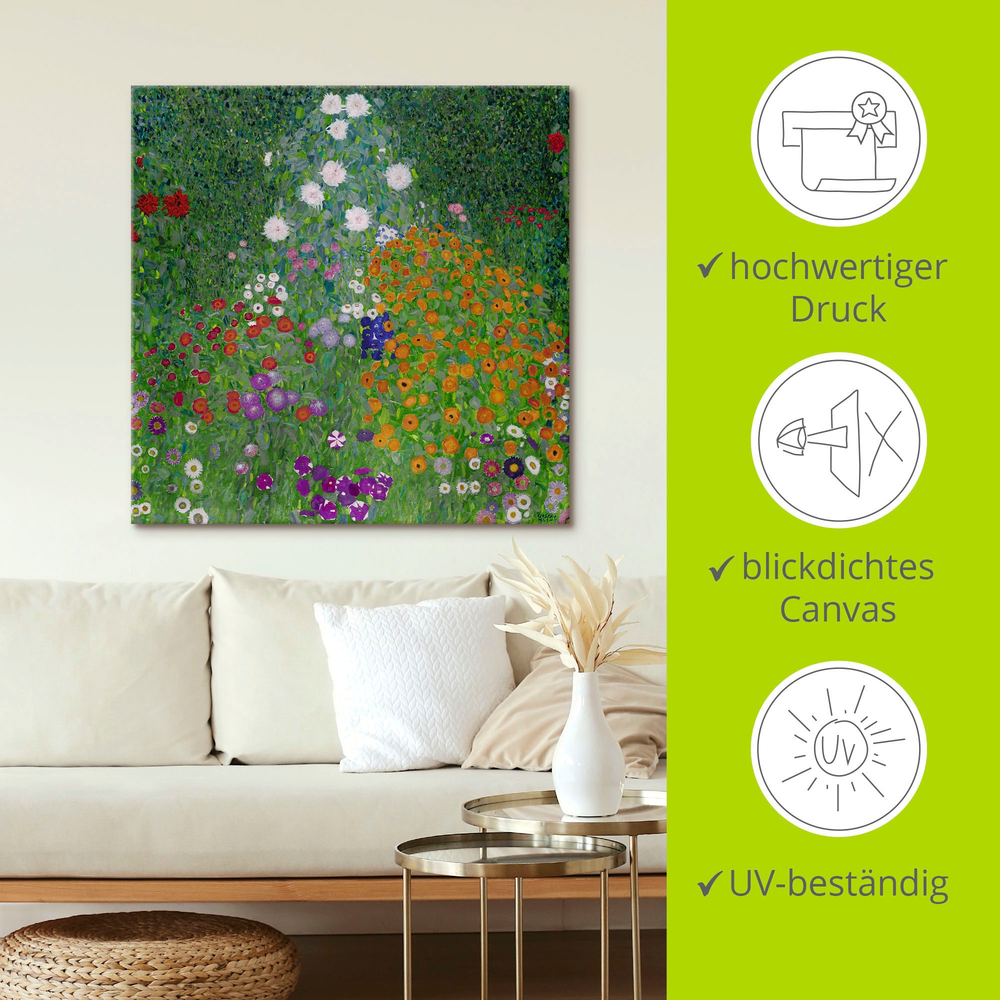 Artland Leinwandbild »Bauerngarten. 1905-07«, Blumenwiese, (1 St.), auf Keilrahmen gespannt