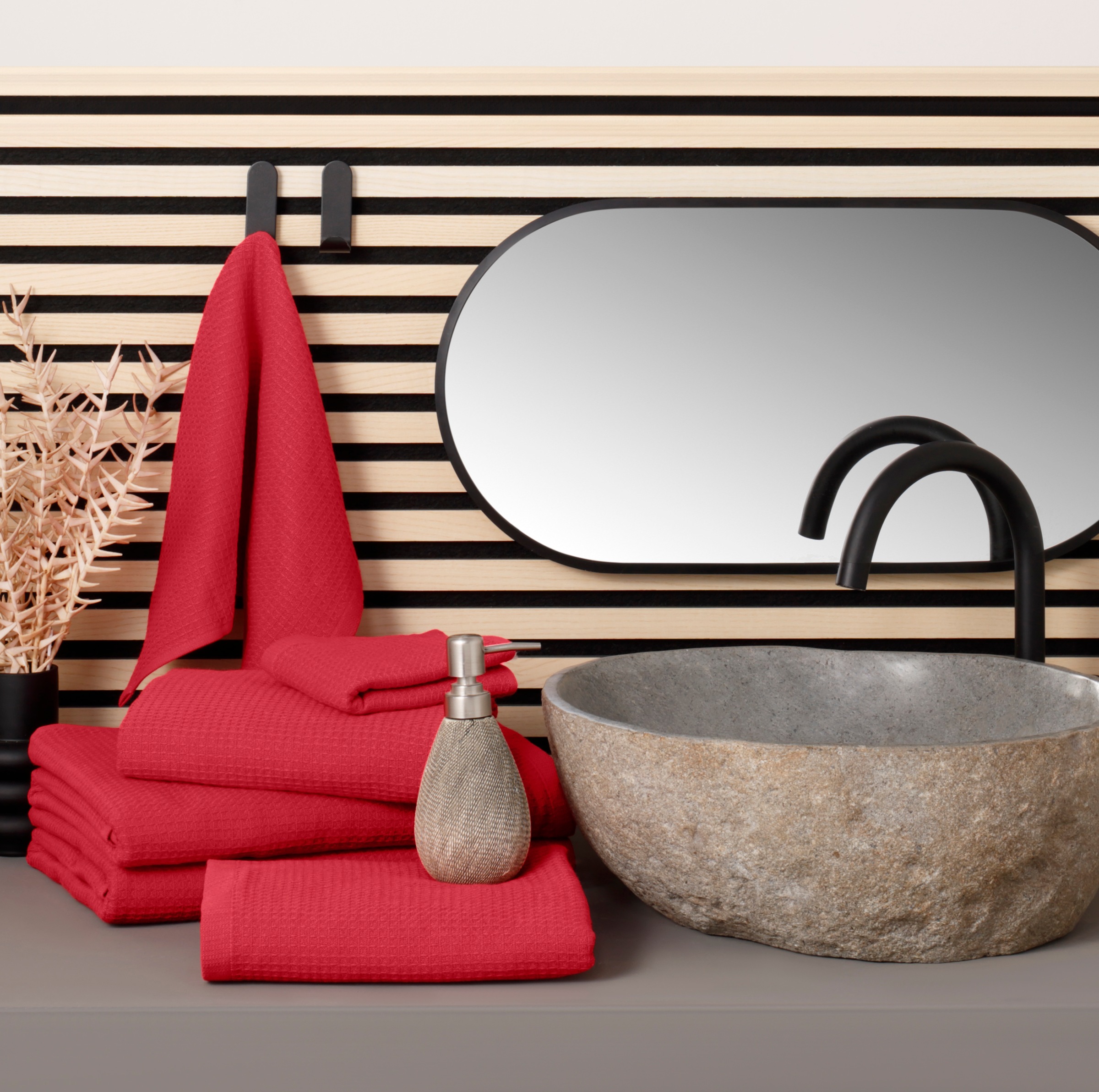 KangaROOS Handtuch Set »Cassidy, Handtuch in Premium Qualität, 500 gr/m², Waffeloptik«, (Set, 6 St., 6er Set Handtücher 50 x 100 cm), Duschtücher, Handtücher, Gästetücher, 100% Baumwolle