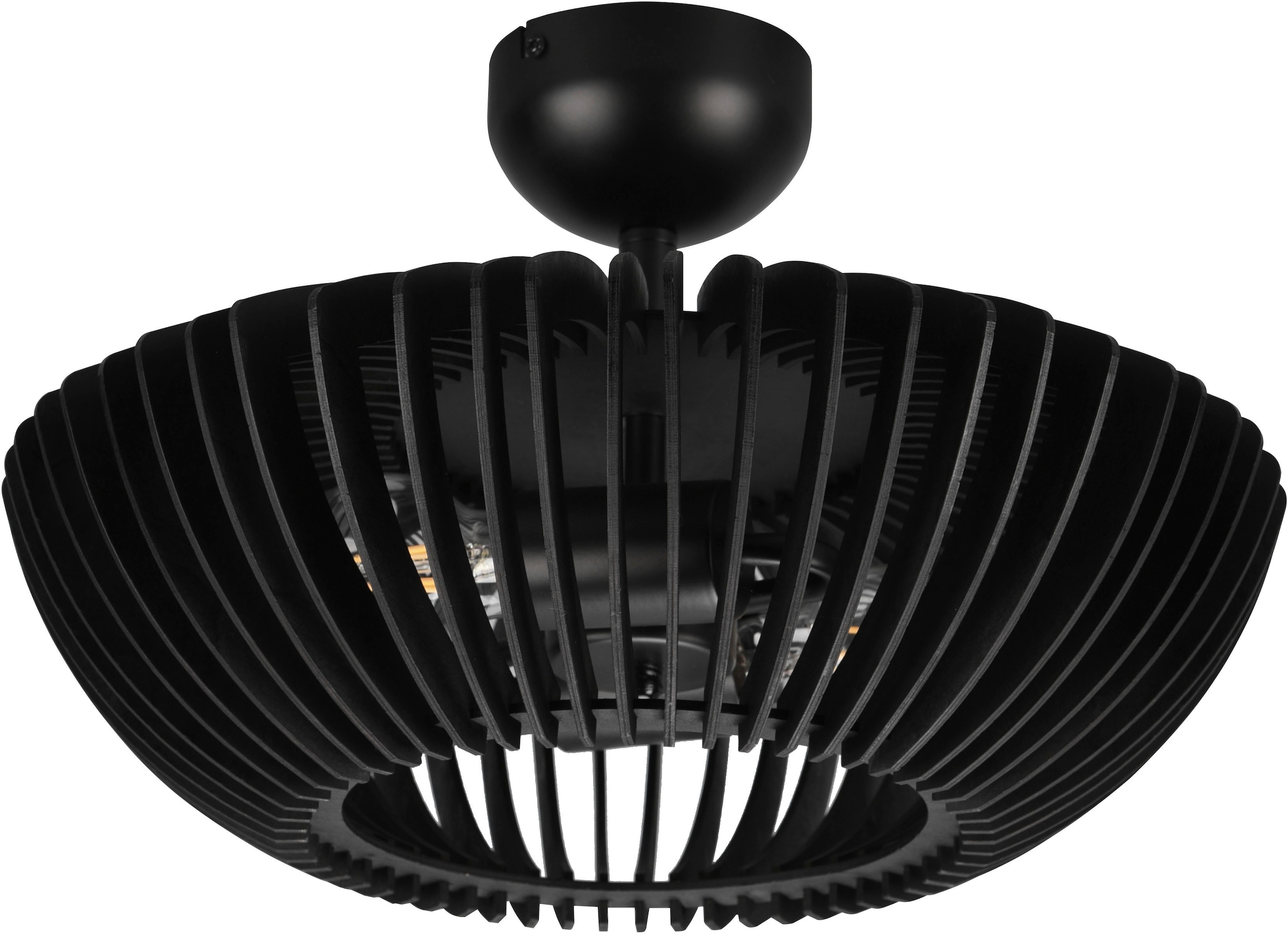 TRIO Leuchten Deckenleuchte »Colino«, 2 flammig, Leuchtmittel E27 | ohne Leuchtmittel, Schlafzimmer Deckenlampe mit Holzschirm Ø40cm exkl 2xE27 (max 40 Watt)