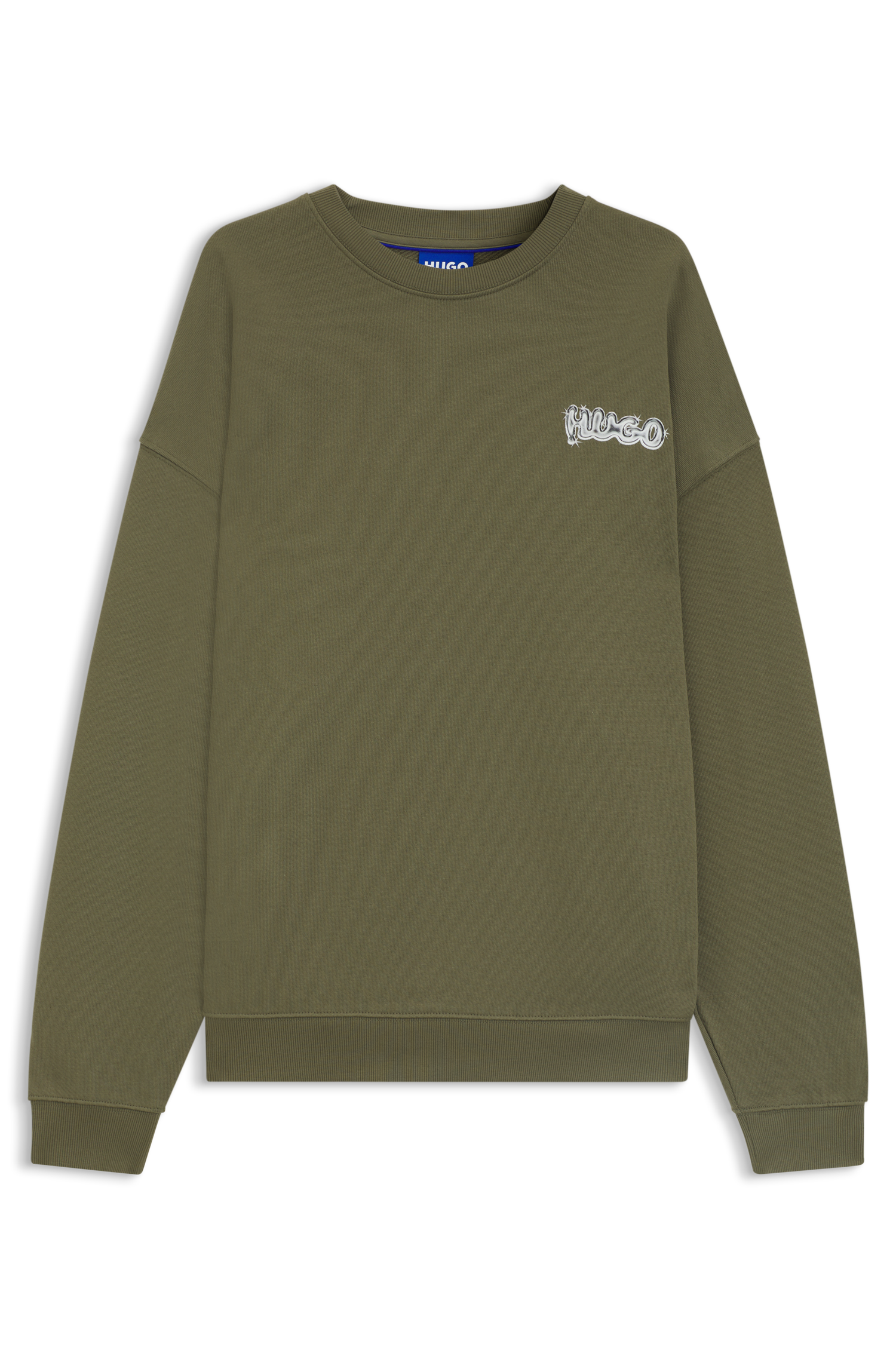 HUGO Blue Sweatshirt »Nyrocrew«, Rückenaufdruck in Chrom-Optik, Rundhalsausschnitt, Loose fit
