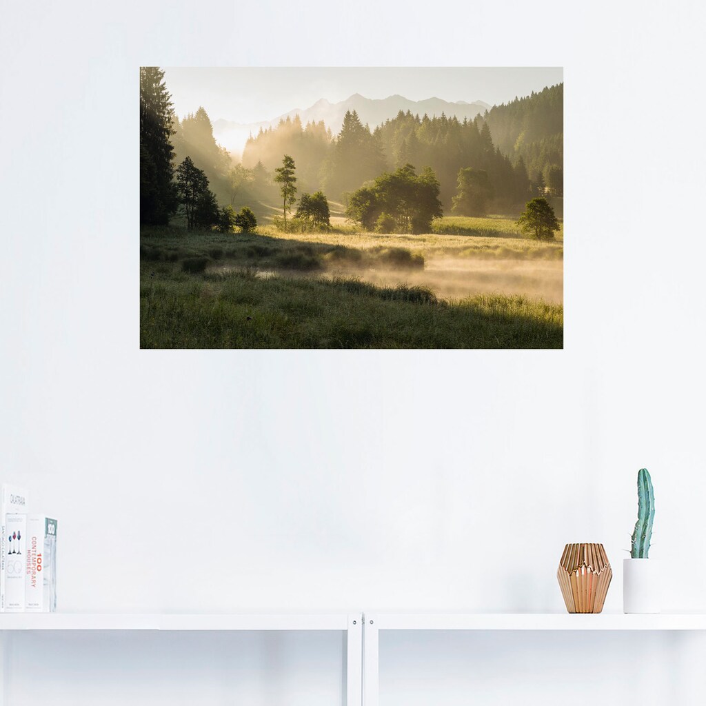 Artland Wandbild »Sommermorgen in den Alpen«, Wiesen & Bäume, (1 St.)