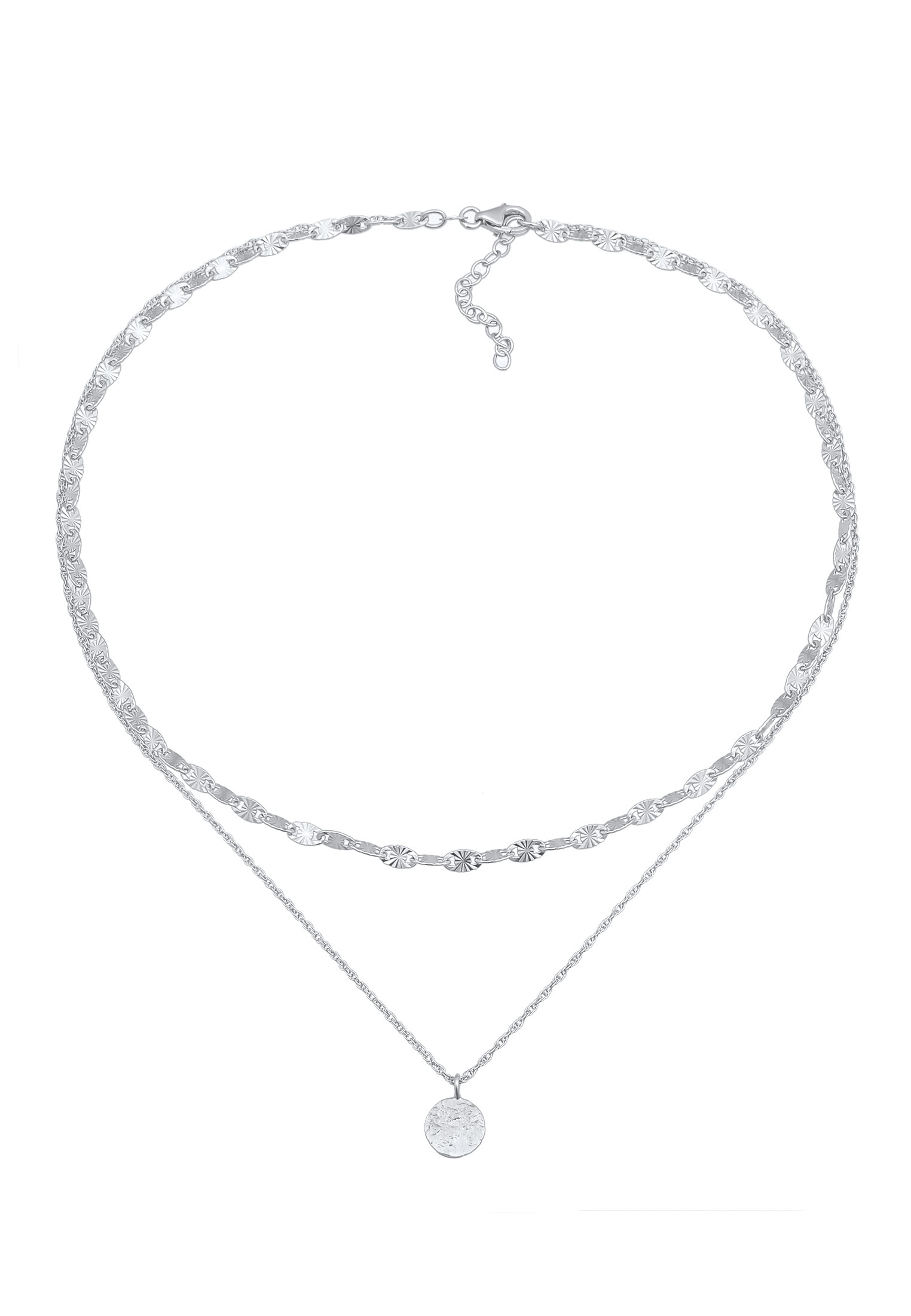 Elli Kette ohne Anhänger »Halskette Choker Layer Vintage Plättchen Anhänger 925 Silber«