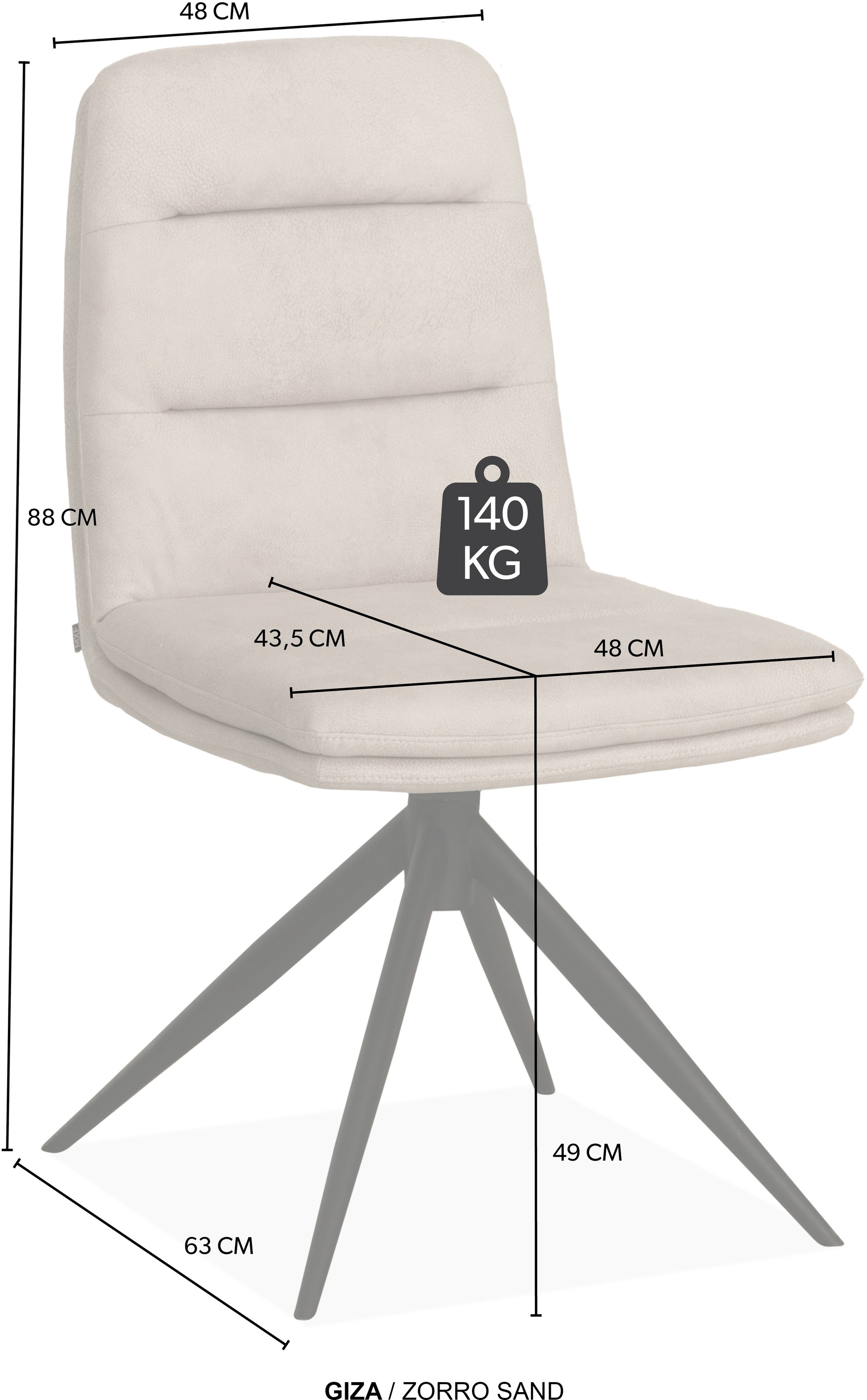 OMG Design Esszimmerstuhl »Giza« (Set) 2 Stk.Drehstuhl mit auto-return, pflegeleichter Bezug