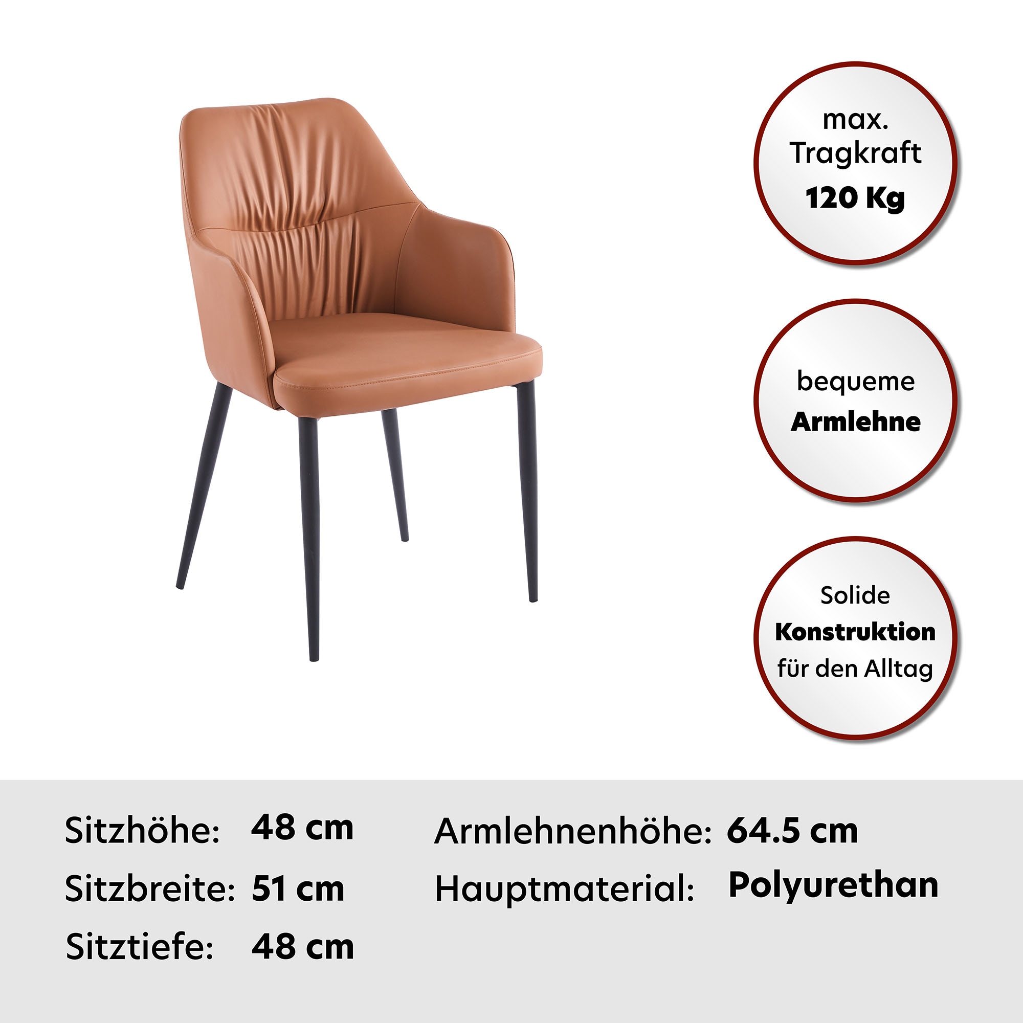 Kayoom Polsterstuhl »Stuhl Merit 125 2er-Set, bequemer Sitzkomfort, Handarbeit«, (Set), 2 St., Bequem gepolstert, mit Armlehne, Handmanufaktur