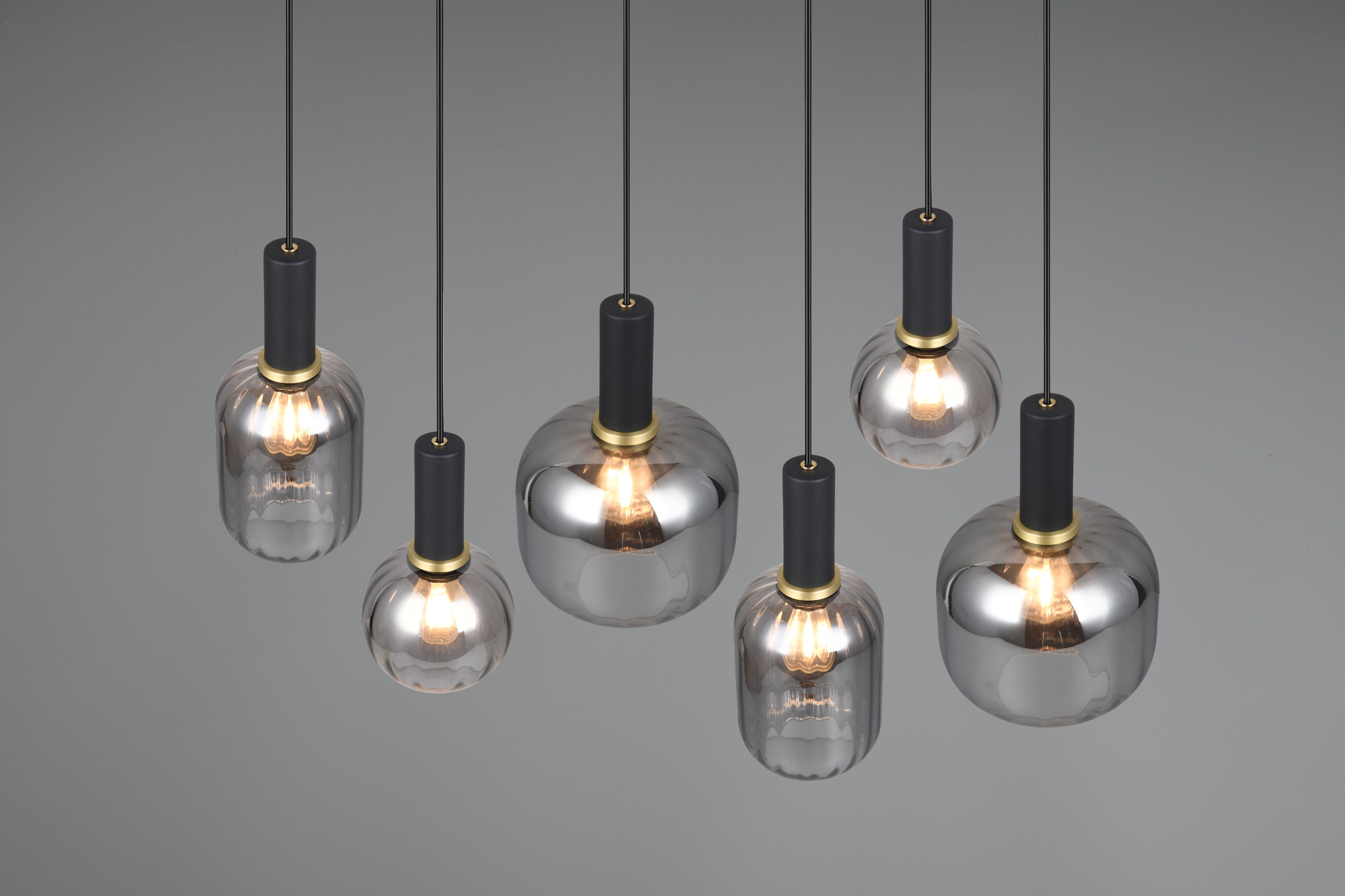 TRIO Leuchten Pendelleuchte »DIVA, E27 Hängelampe 6-flammig mit Glasschirm, exkl 6xE27 max 10W« E27 1 Stk. warmweiß - kaltweiß höhenverstellbar bis max 150cm Hängeleuchte 92x35 cm Wohnzimmer Küche