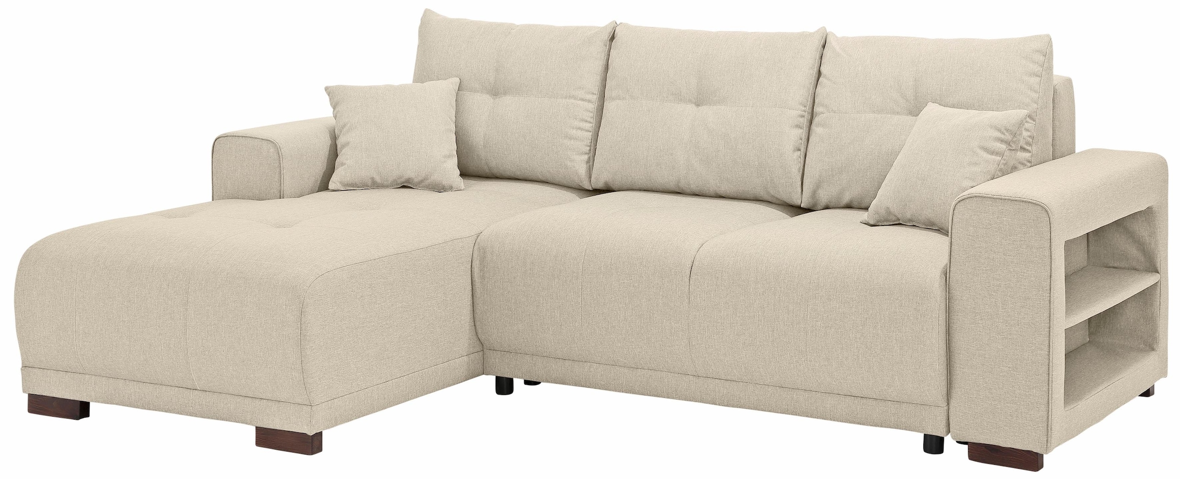 Home affaire Ecksofa »Viborg L-Form« mit Regal in der Armlehne, wahlweise mit Bettfunktion