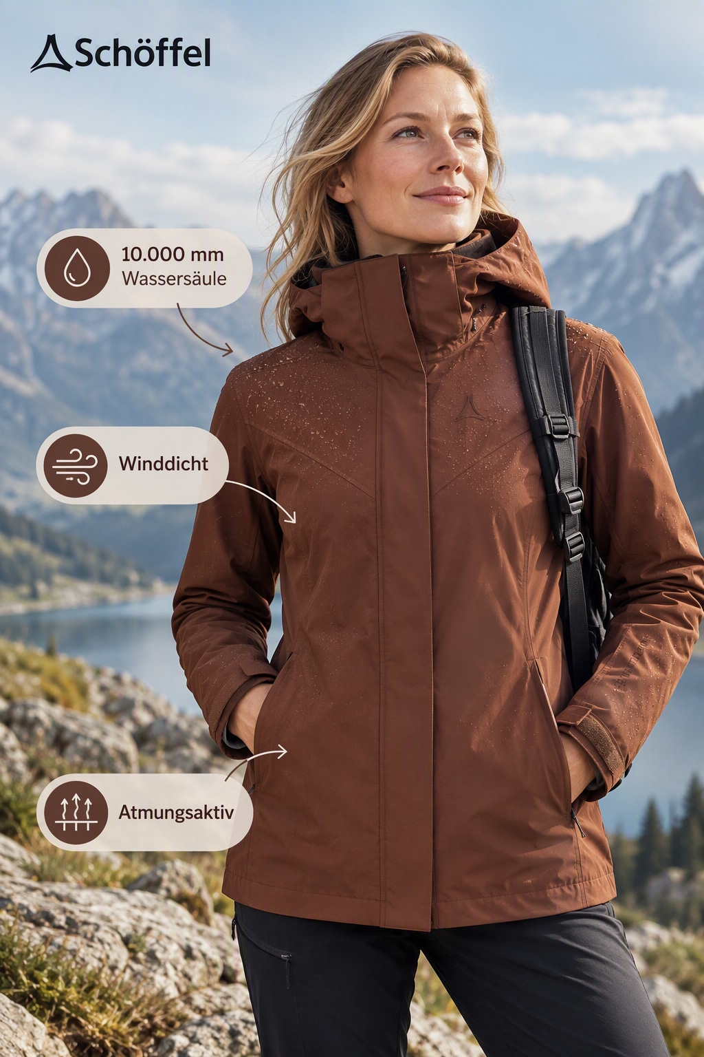 Schöffel 3-in-1-Funktionsjacke »3in1 Jacket Style Tamina WMS« Set, 2 Stk. tlg. mit Kapuze mit herauszippbarer, separat tragbarer, wattierter Innenjacke