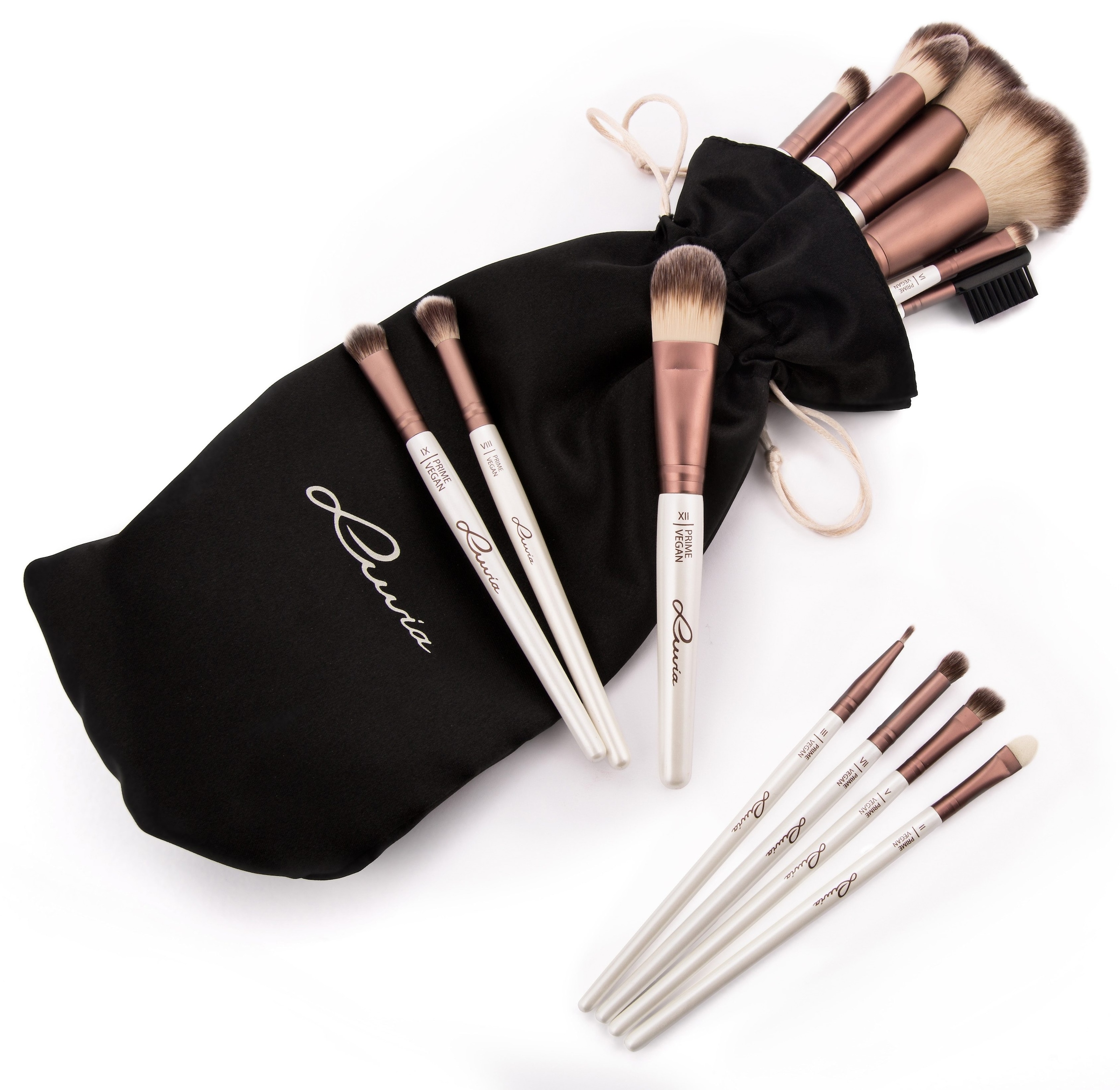 Luvia Cosmetics Kosmetikpinsel-Set »Prime Vegan«, (15 tlg., inkl. Pinselhalter), vegan