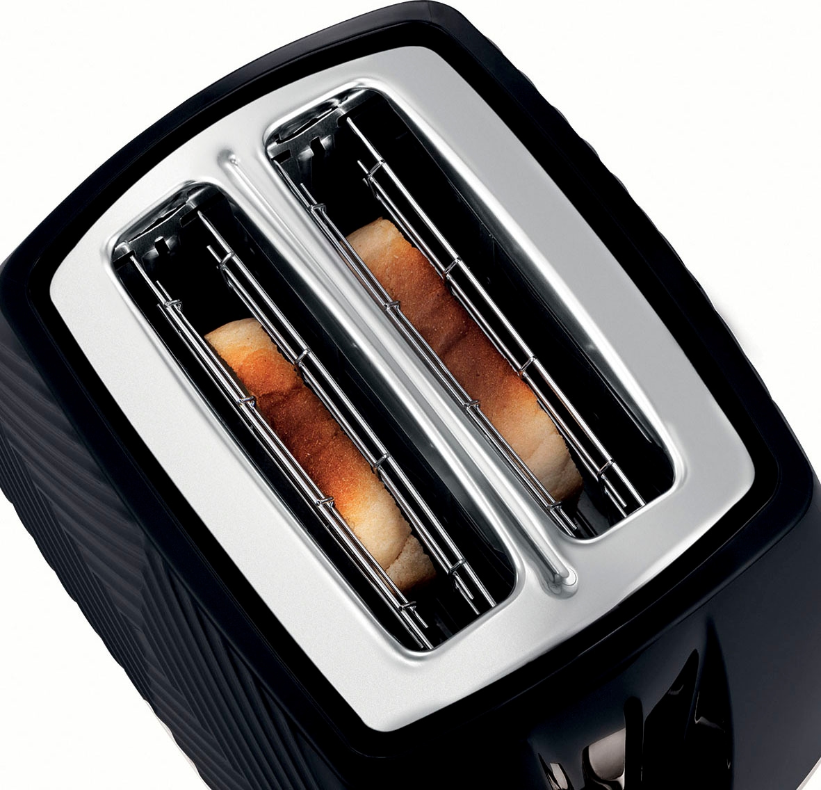 RUSSELL HOBBS Toaster »Groove 26390-56, schwarz, 850 Watt - Brötchenaufsatz & Krümelschublade«, 2 Schlitze, 850 W
