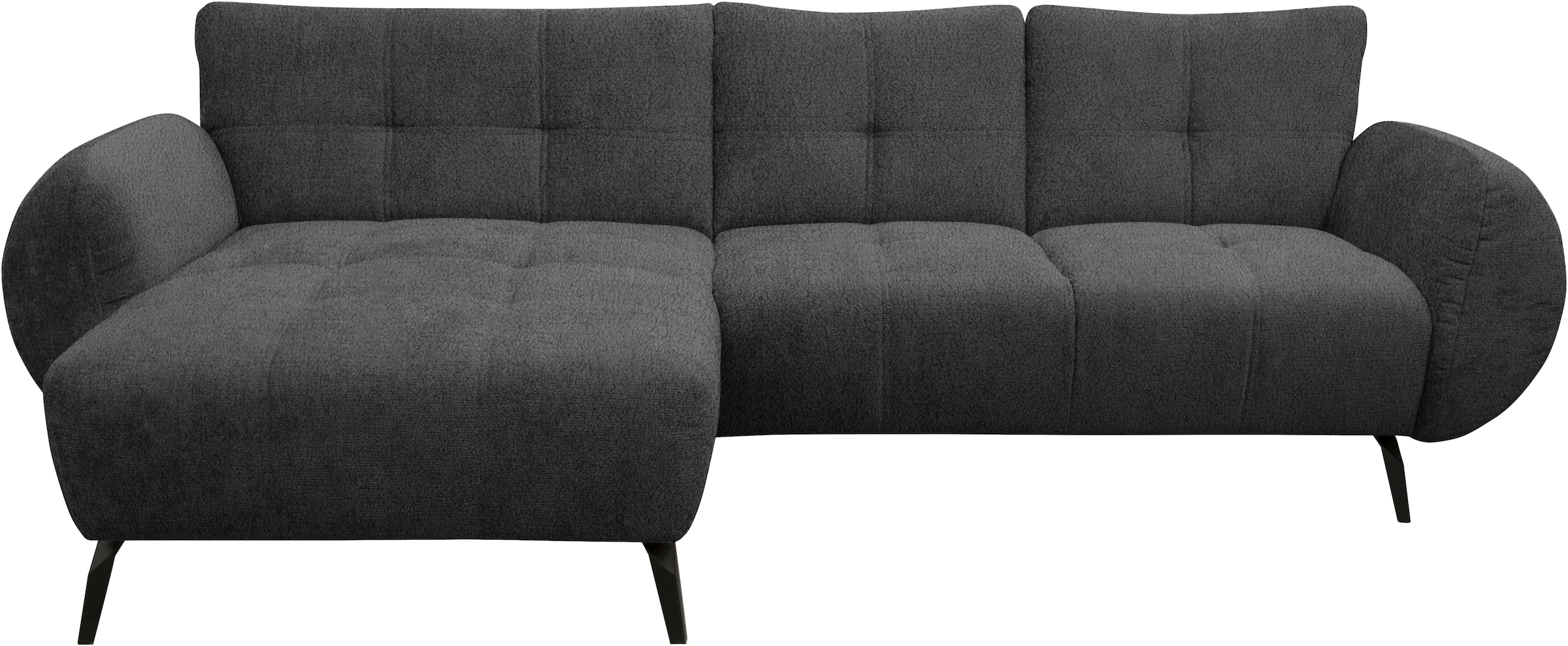OTTO home Ecksofa »Viborg 261 x 140 cm, mit Steppungen, elegant, modern« L-Form, pflegeleichter Bezug, hohe Füße - passend für Saugroboter!