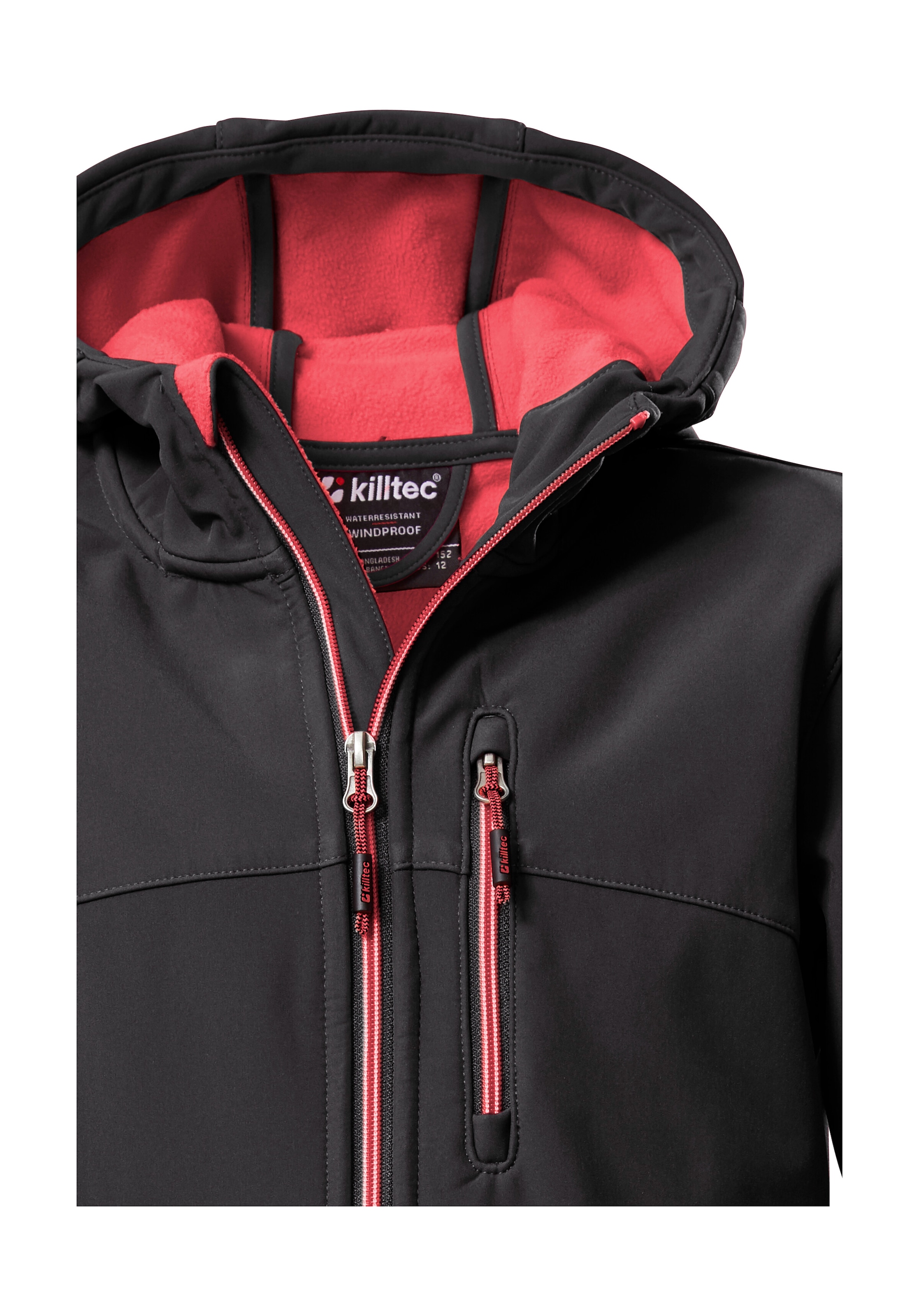 Killtec Softshelljacke »Girls Softshelljacke« Wasserabweisend, verstellbare Kapuze u Ärmel, Fleece-Innenfutter