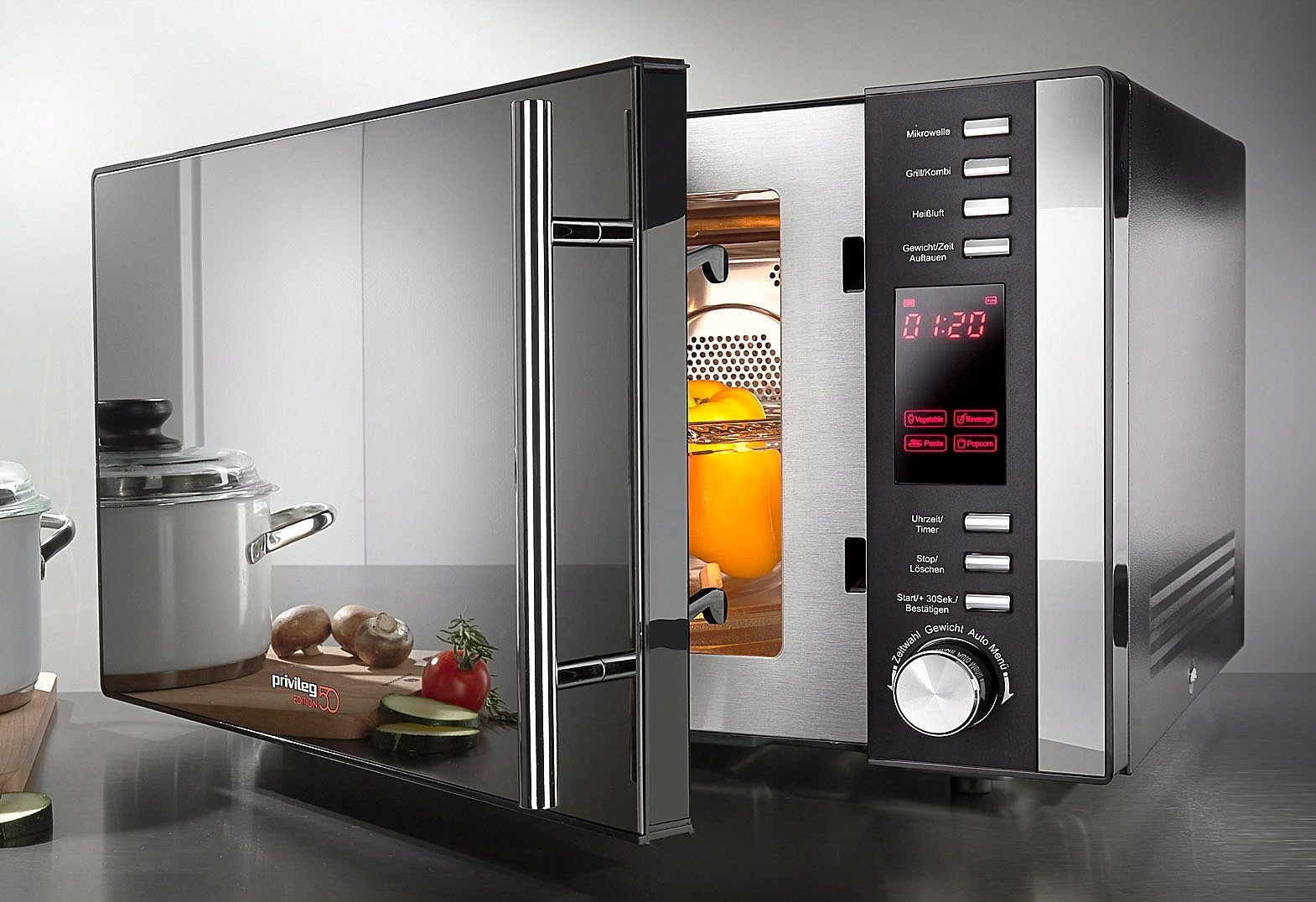 Privileg Mikrowelle "285902" Grill und Heißluft 900 W 3-in-1 Gerät