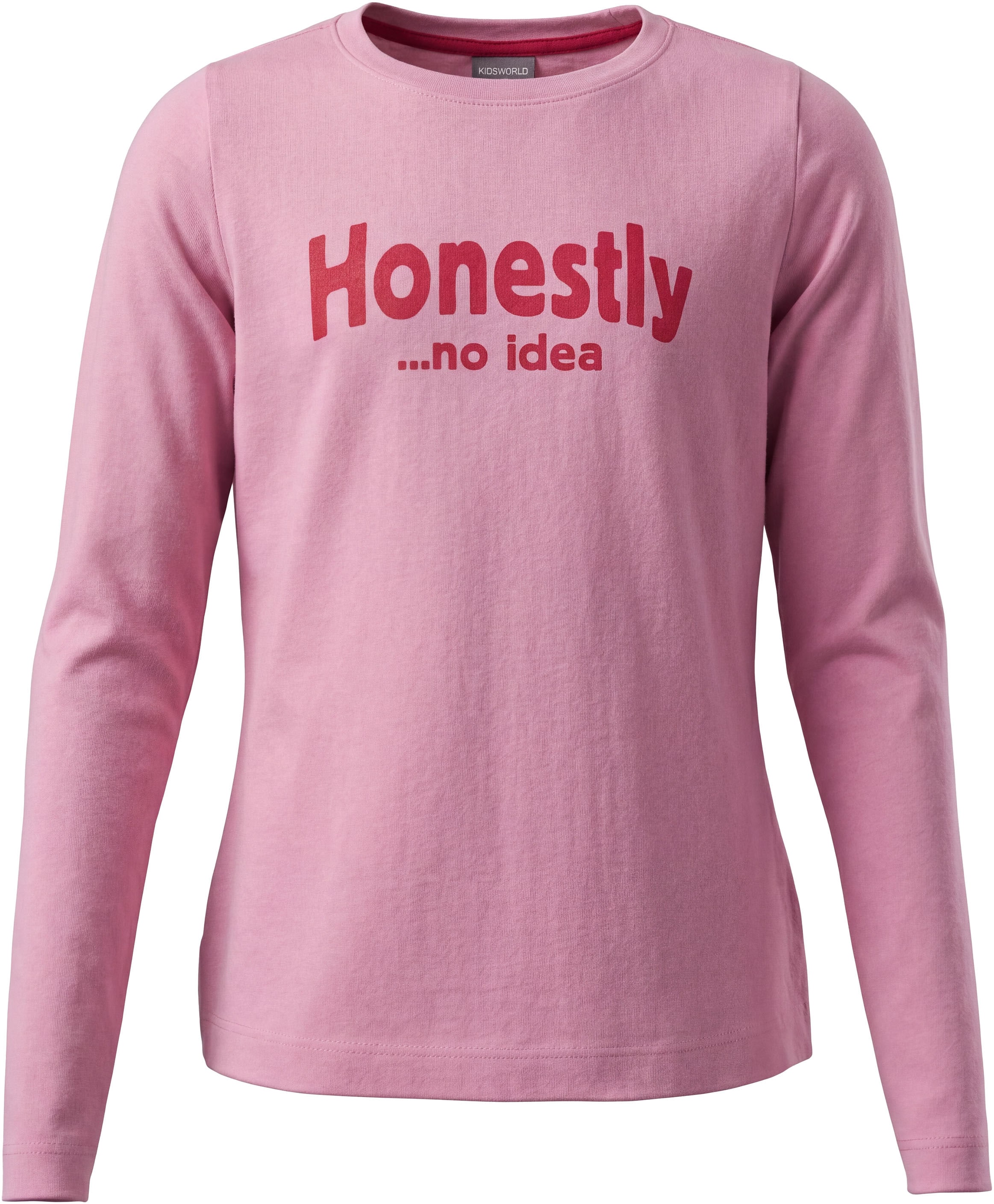 KIDSWORLD Langarmshirt »Slogan Shirt: HONESTLY« Spücheshirt, langärmlig, Basic-Stil, mit tiefem Rundhalsausschnitt