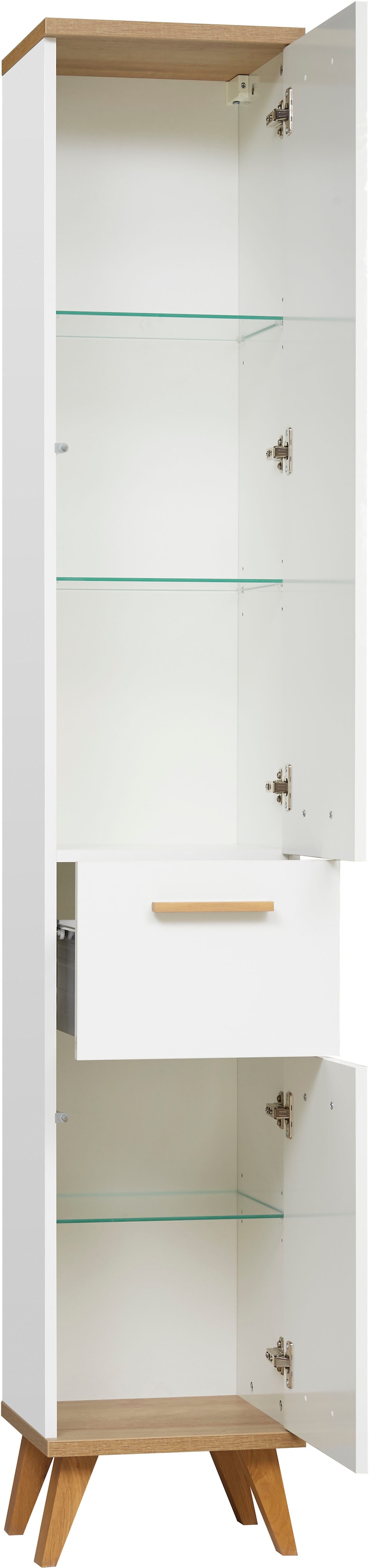 Saphir Badmöbel-Set »Quickset Mineralmarmor-Waschtisch mit LED-Spiegelschrank« 6 Stk. tlg.