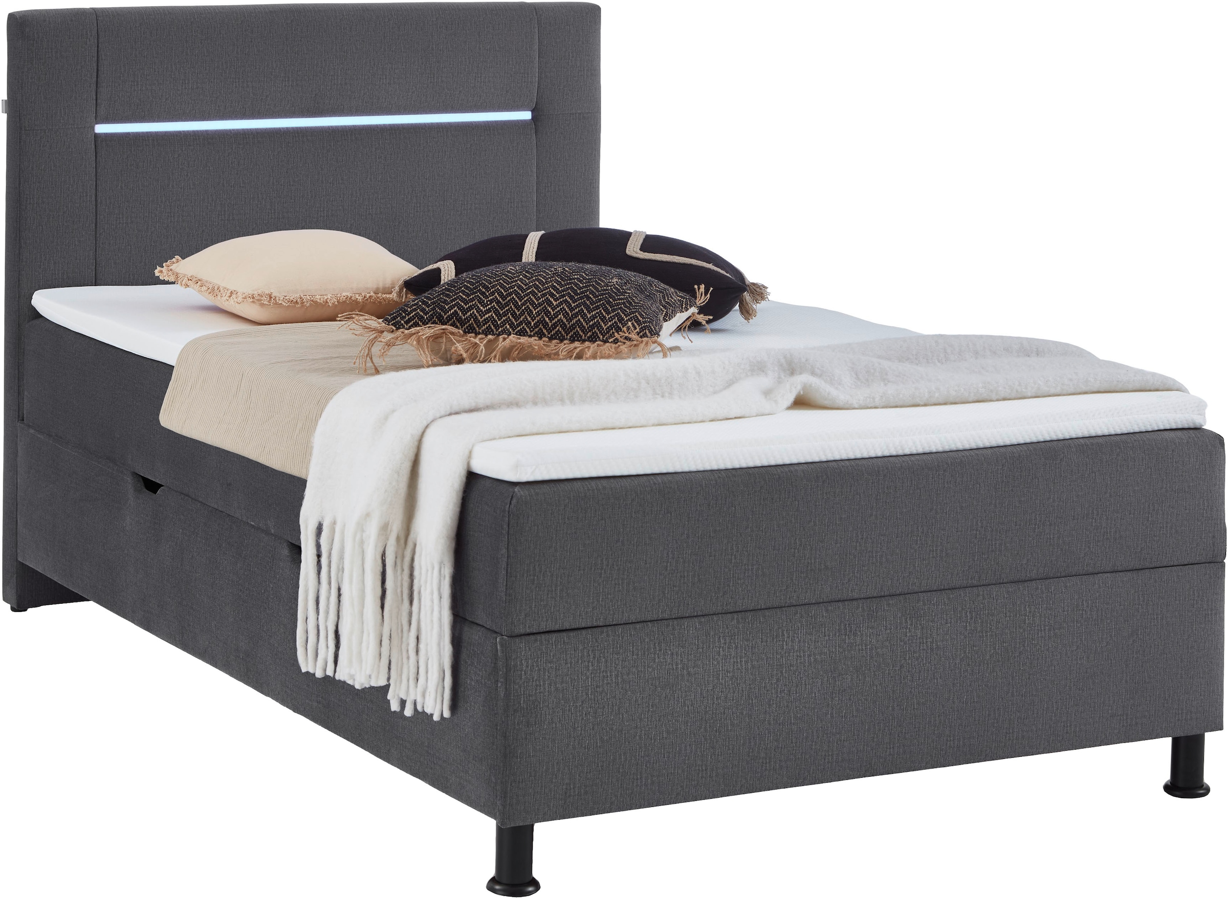 INOSIGN Boxbett »Escalon LED mit Bettkasten, inkl. Topper, LED-Lichtleiste im Kopfteil«, erhältlich in den Breiten 120x200cm und 180x200cm