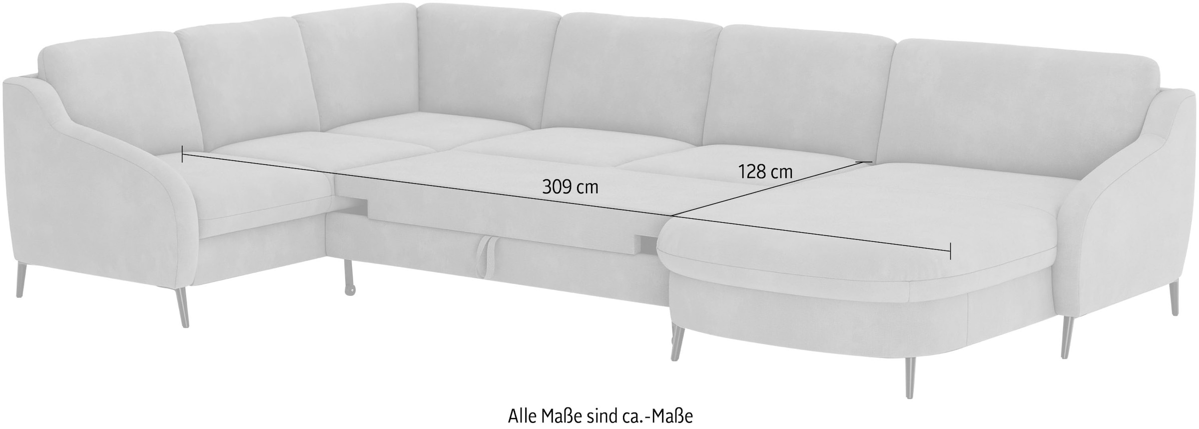 sit&more Wohnlandschaft »Soul U-Form«, wahlweise mit Bettfunktion und Bettkasten oder Schubkasten