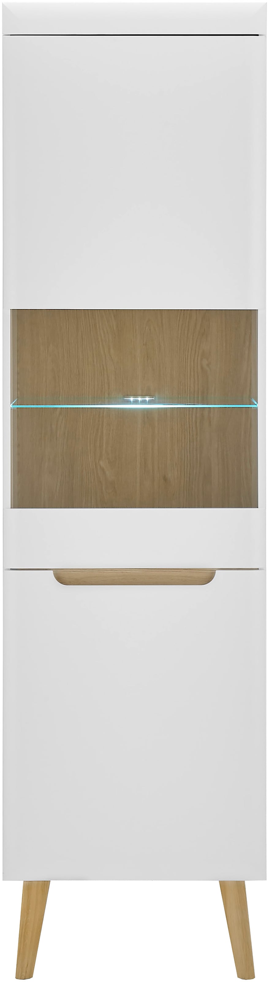 INOSIGN Vitrine »Torge, Hochschrank, Glasvitrine, Standvitrine, Vitrinenschrank«, (1 St.), in drei verschiedenen Farben verfügbar, Glastür & -boden, 53 cm breit