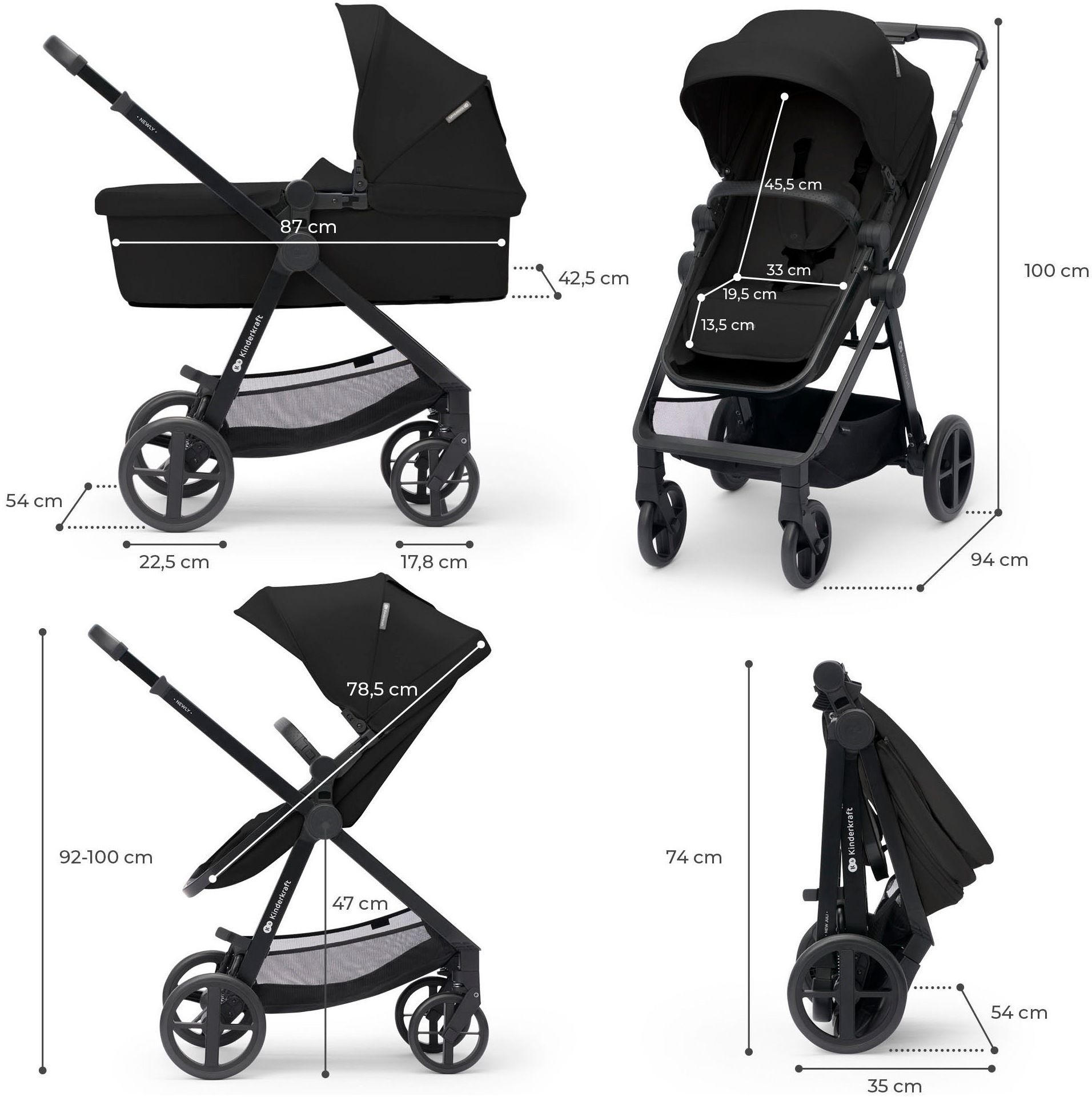 Kinderkraft Kombi-Kinderwagen »NEWLY 4IN1 MINK PRO«, 22 kg