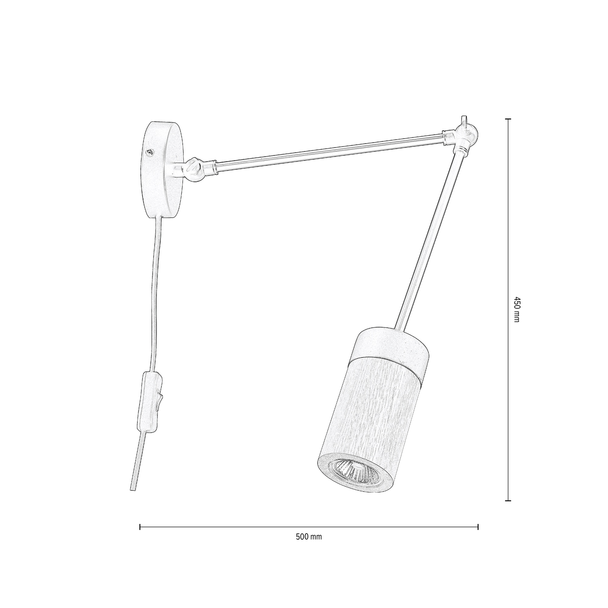 Metall 1 LED-Leuchtmittel mit kaufen Arm, edles | XXL und »ANNICK«, LIGHTING Wandleuchte 3 inkl., flexiblem Garantie Jahren Eichenholz Mit BRITOP flammig-flammig, online