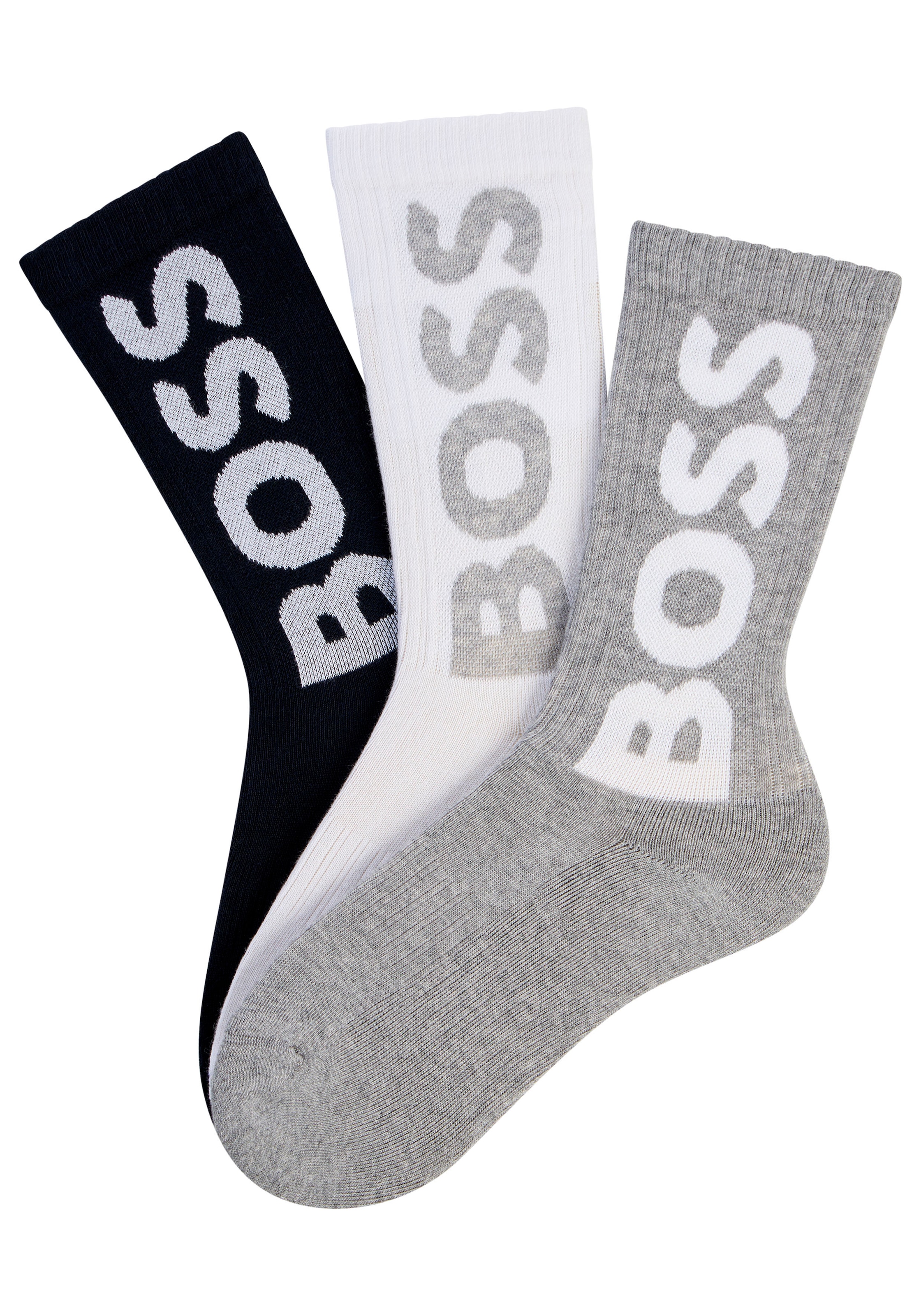 BOSS Socken »3P QS Rib Logo CC« mit Logo
