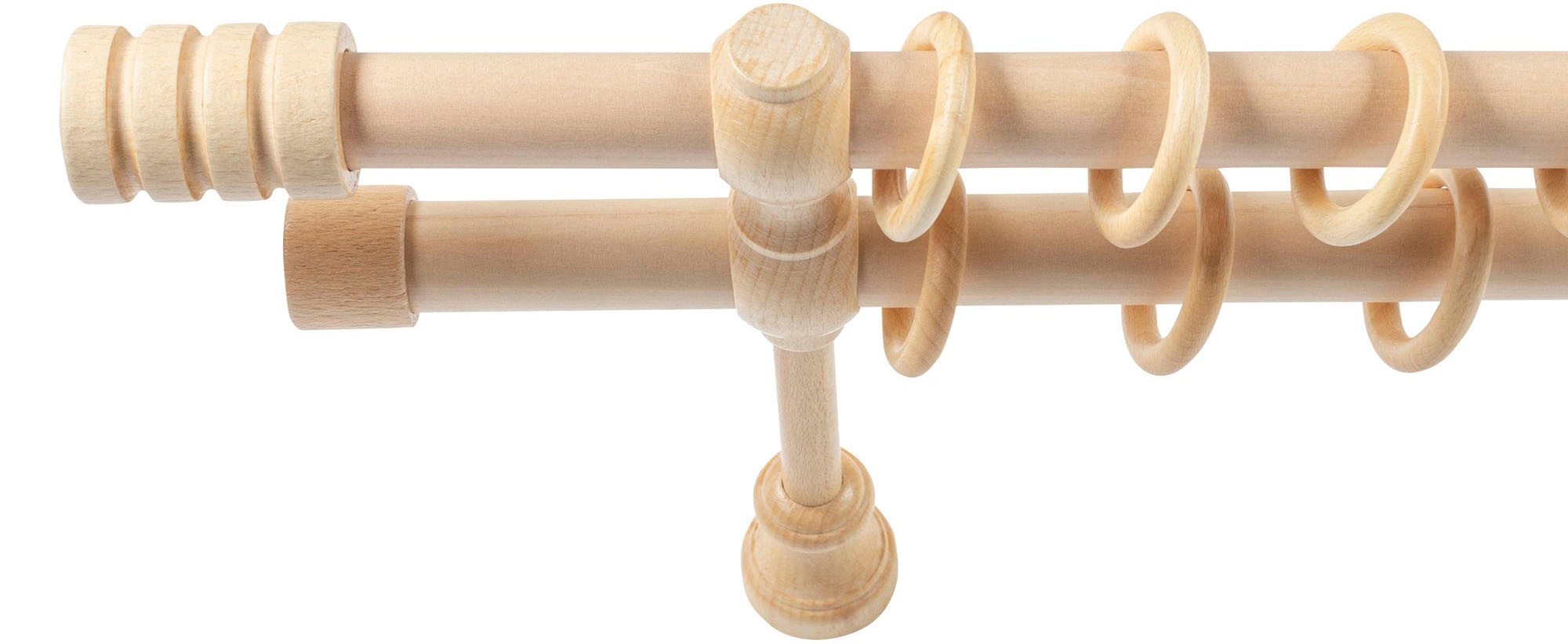 SN DECO GROUP Gardinenstange »Pisa«, 2 läufig-läufig, Fixmaß, 28 mm, Holz, verschiedene Längen und Farben, Komplettset