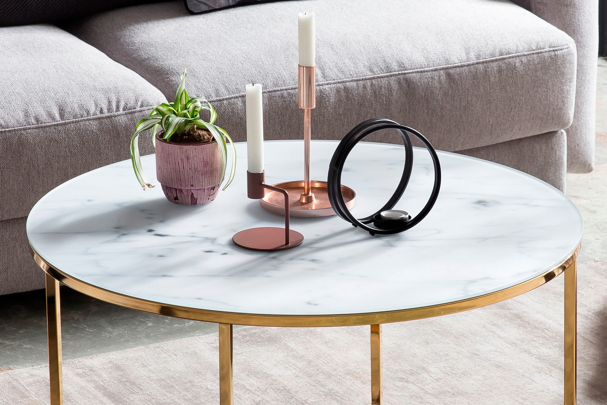 SalesFever Couchtisch, Tischplatte in Marmoroptik