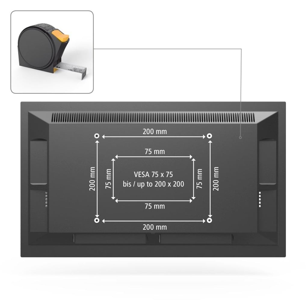 Hama TV-Wandhalterung »Wandhalterung schwarz, schwenkbar, 48 - 122 cm (19" -48"), 32", 43"«, bis 122 cm Zoll