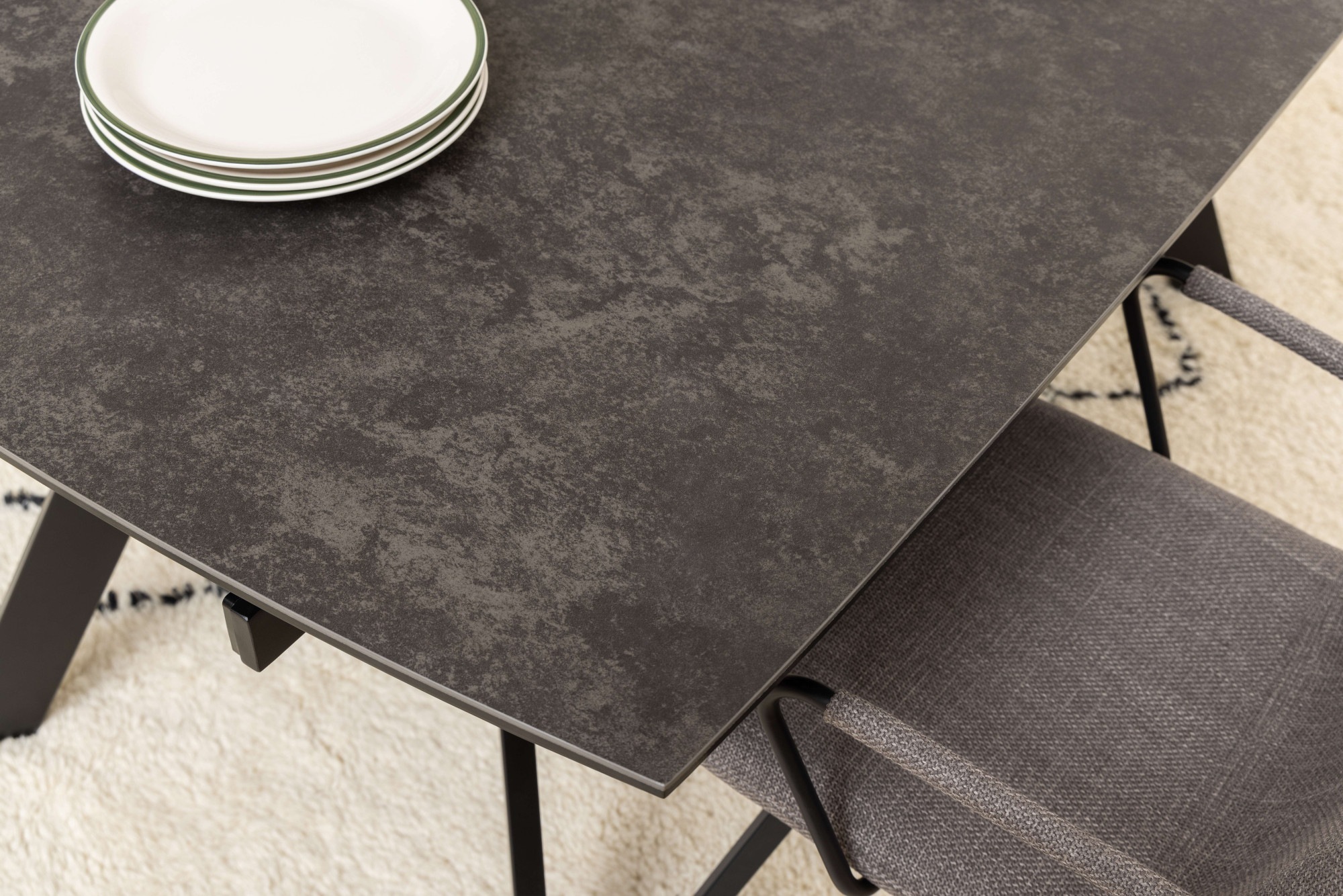ACTONA GROUP Esstisch »Blackburn Tisch, Esszimmertisch,«, Platte in Keramik schwarz, Incl. Zusatzplatte, B: 160/240 cm