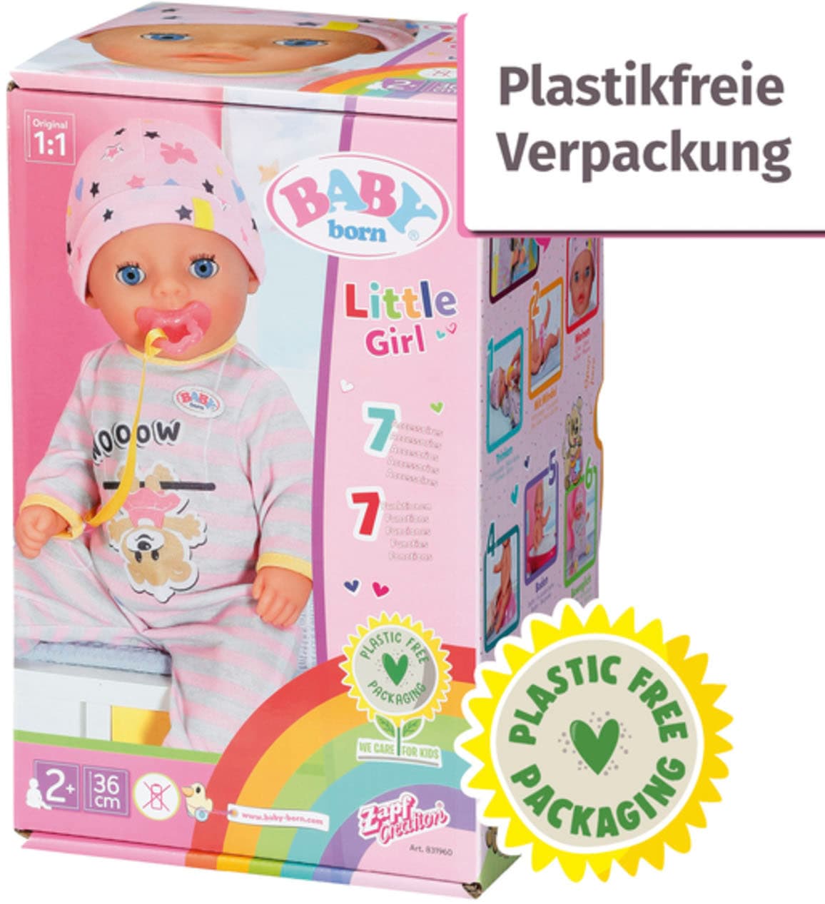Baby Born Babypuppe »Soft Touch Little Girl, 36 cm«, mit lebensechten Funktionen