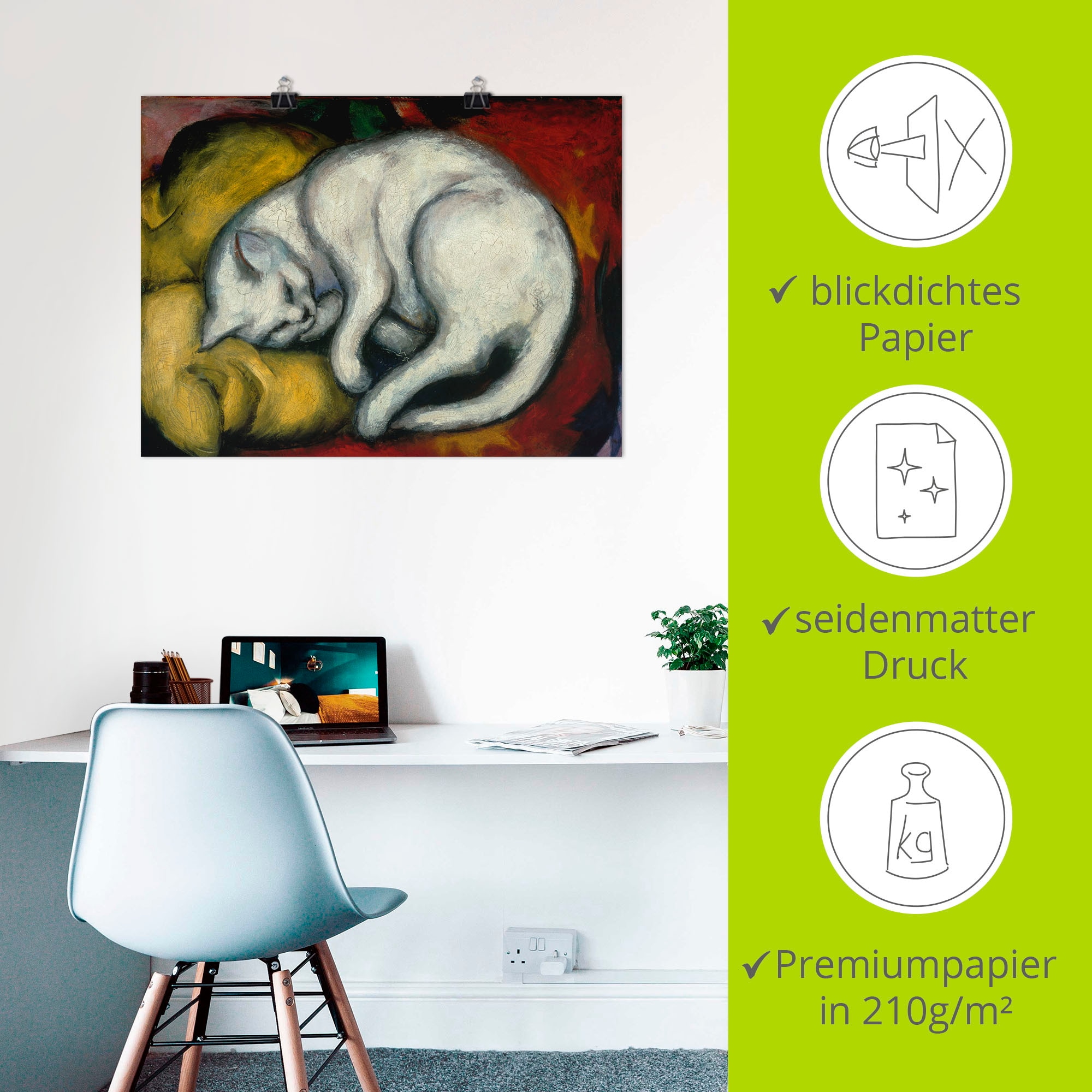 Artland Wandbild »Die weisse Katze. 1912« Haustiere 1 Stk. tlg. als Leinwandbild, Poster in verschied. Größen