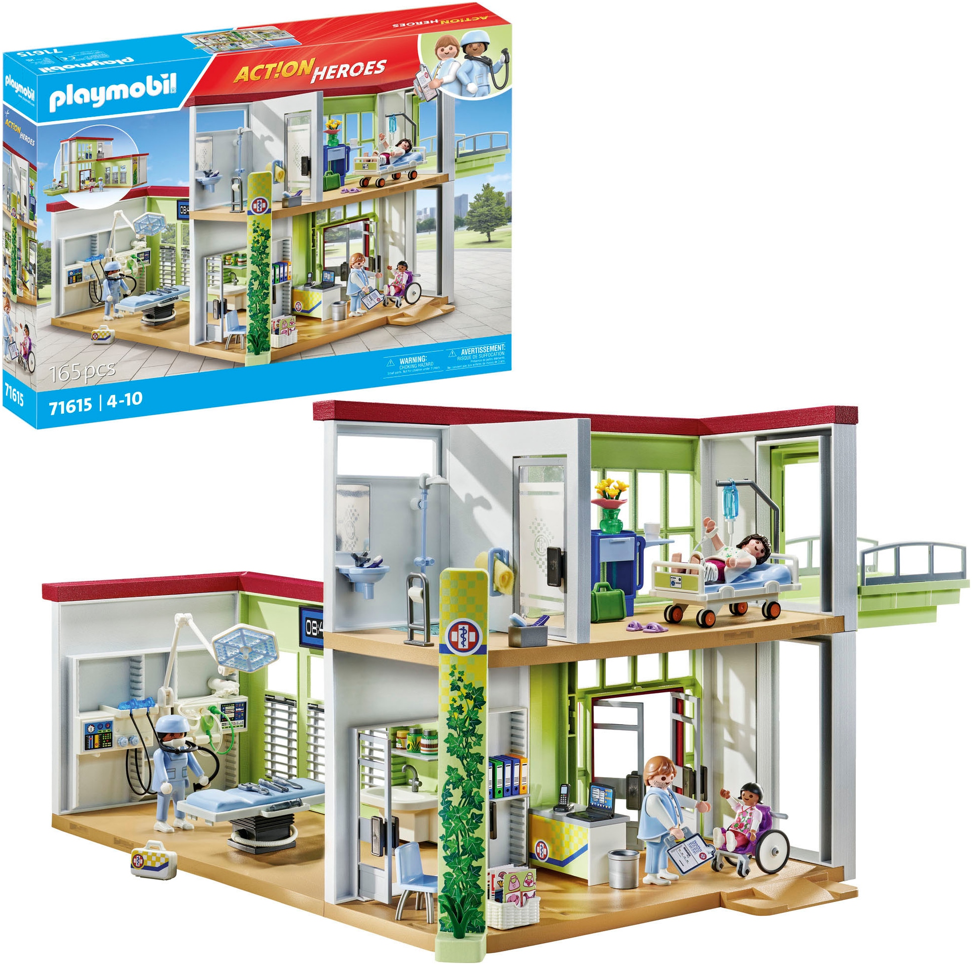 Playmobil® Konstruktions-Spielset »Modernes Krankenhaus (71615), Action Heroes«, (165 St.), Made in Europe