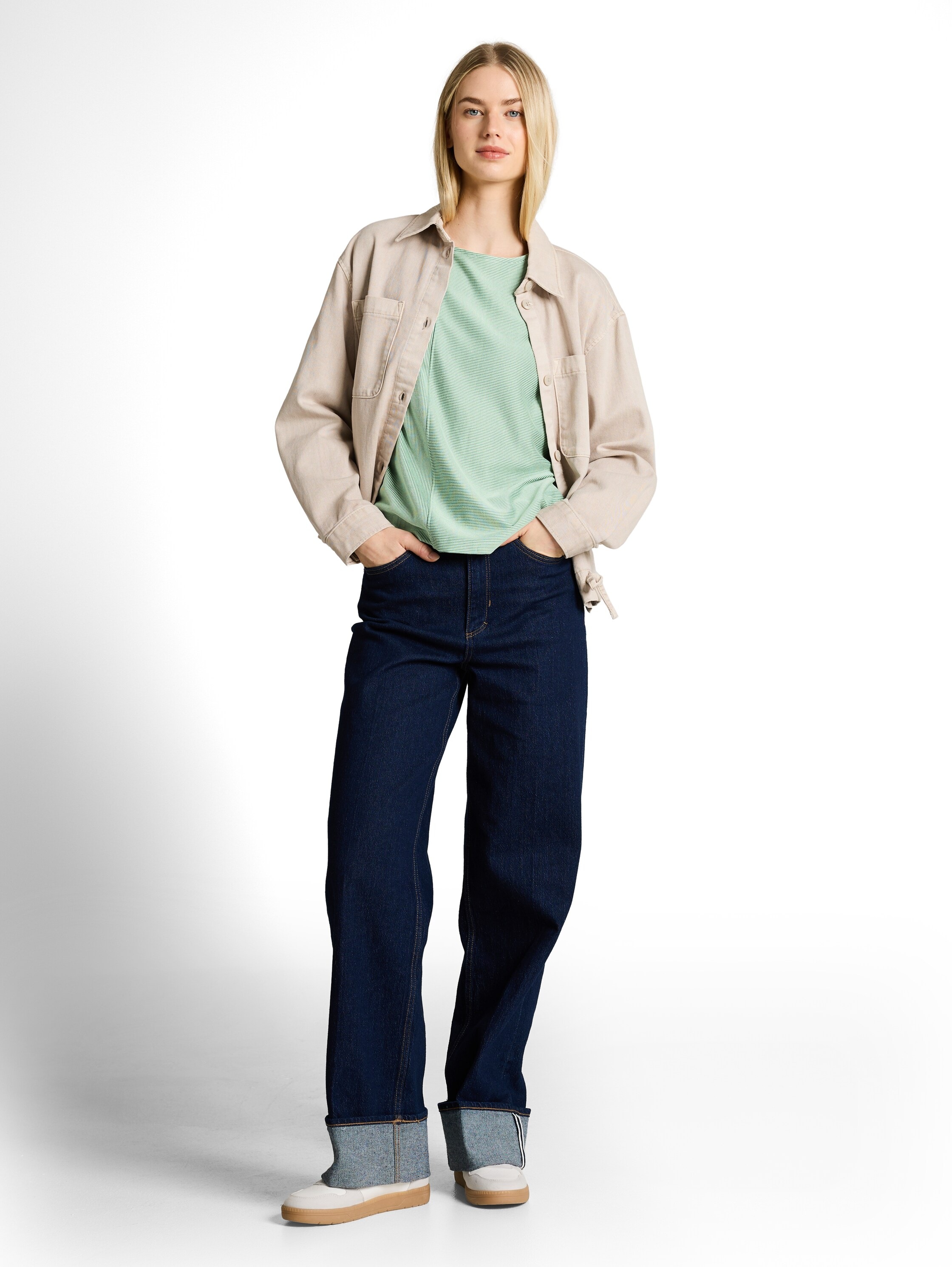 TOM TAILOR Denim Rundhalsshirt Ärmellos im Streifen-Look