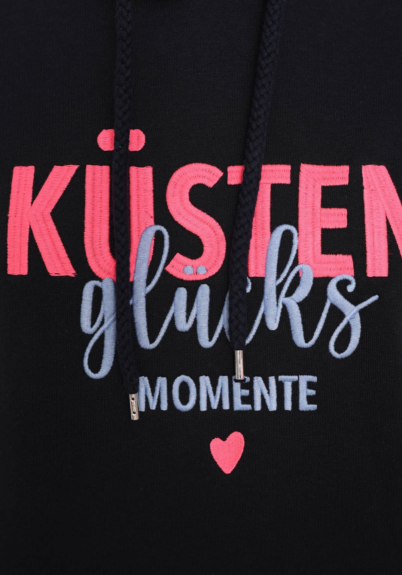 Zwillingsherz Sweatshirt, gestickter Schriftzug vorn und hinten, Kapuze, Langarm, Kängurutasche
