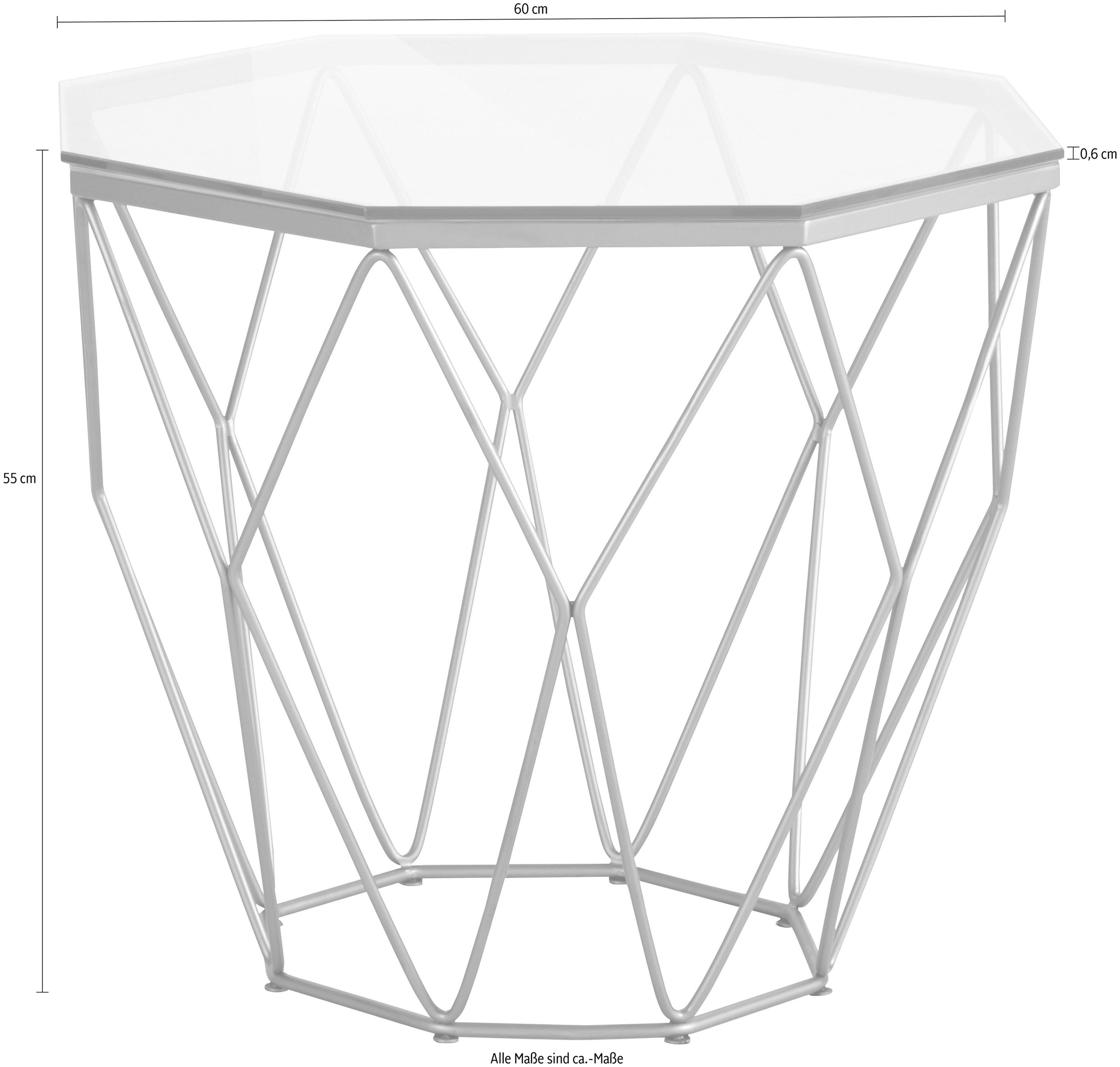 Guido Maria Kretschmer Home&Living Beistelltisch »Caen«, mit Glasplatte und Metall, Breite 60 cm