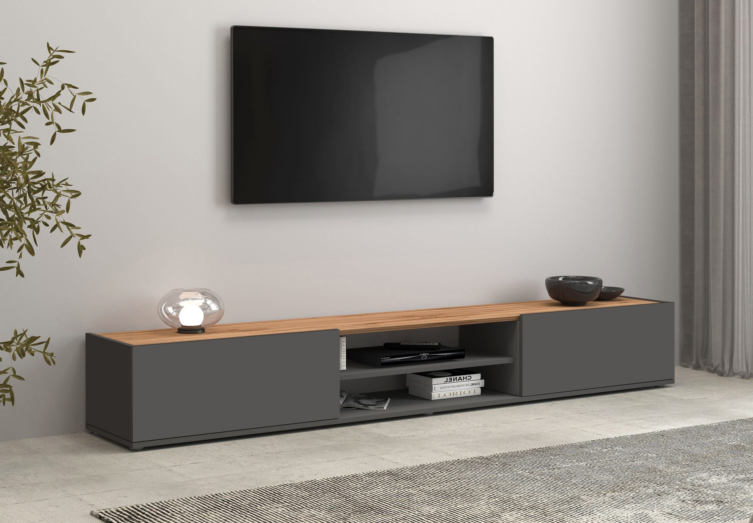 INOSIGN Lowboard »Garda,Lowboard,TV-Kommode,TV-Möbel,TV-Bank«, stehend und hängend mit 2 Klappen, 1 Einlegeboden, Breite 210 cm