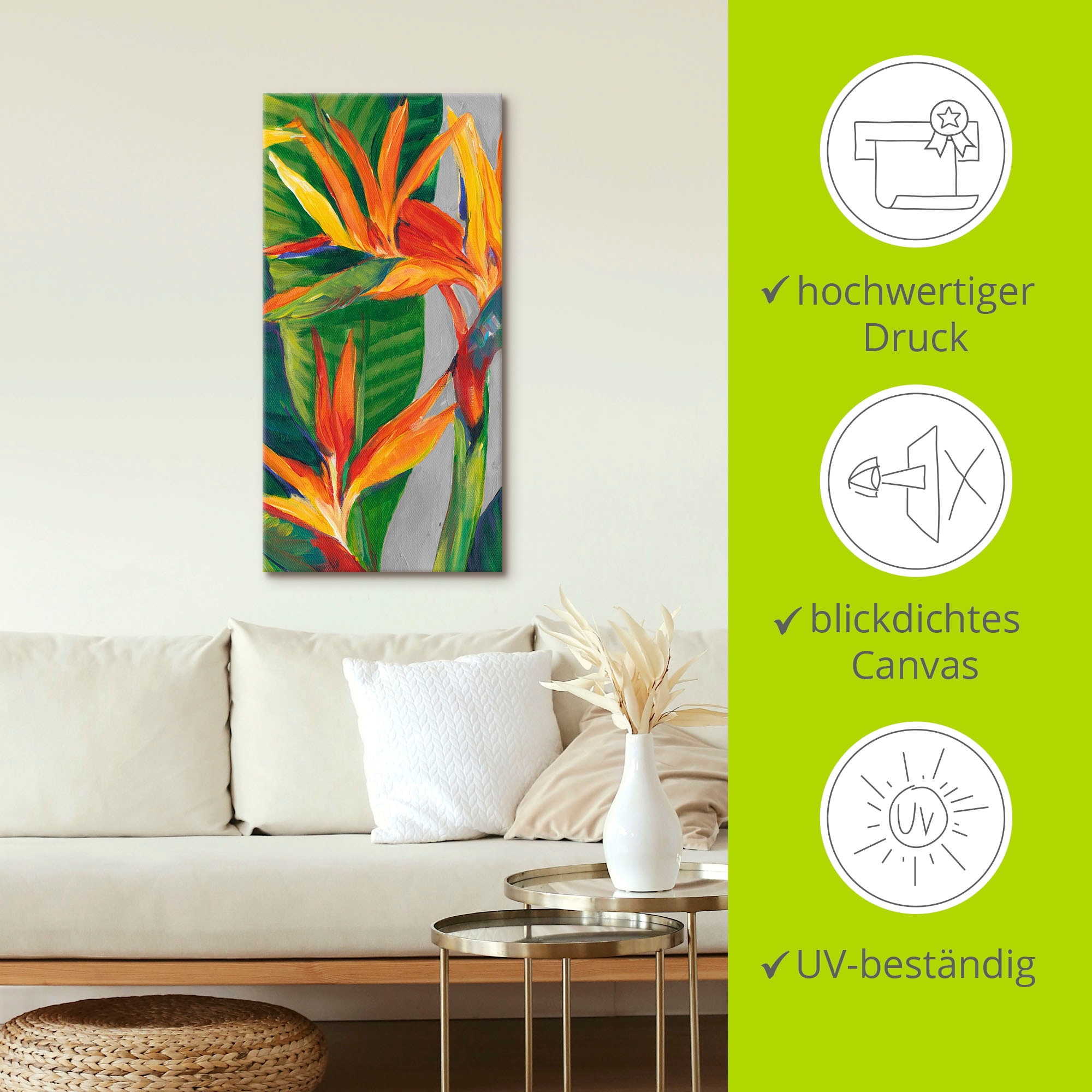 Artland Wandbild »Paradiesvogel II«, Pflanzen, (1 St.), als Alubild, Outdoorbild, Leinwandbild, Poster in verschied. Größen