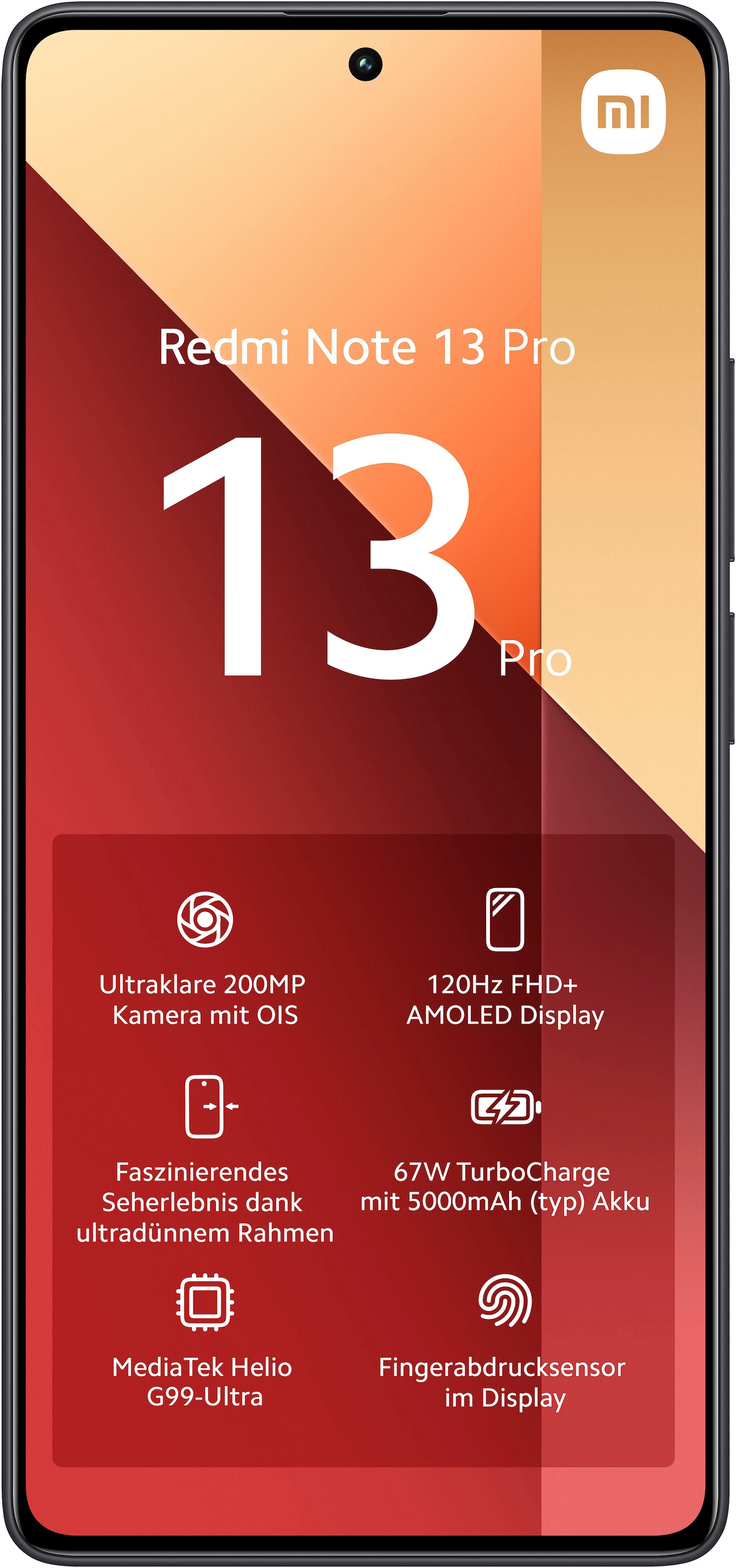 Xiaomi Smartphone »Redmi Note 13 Pro 256Gb«, Midnight Black, 16,94 cm/6,67 Zoll, 256 GB Speicherplatz, 200 MP Kamera