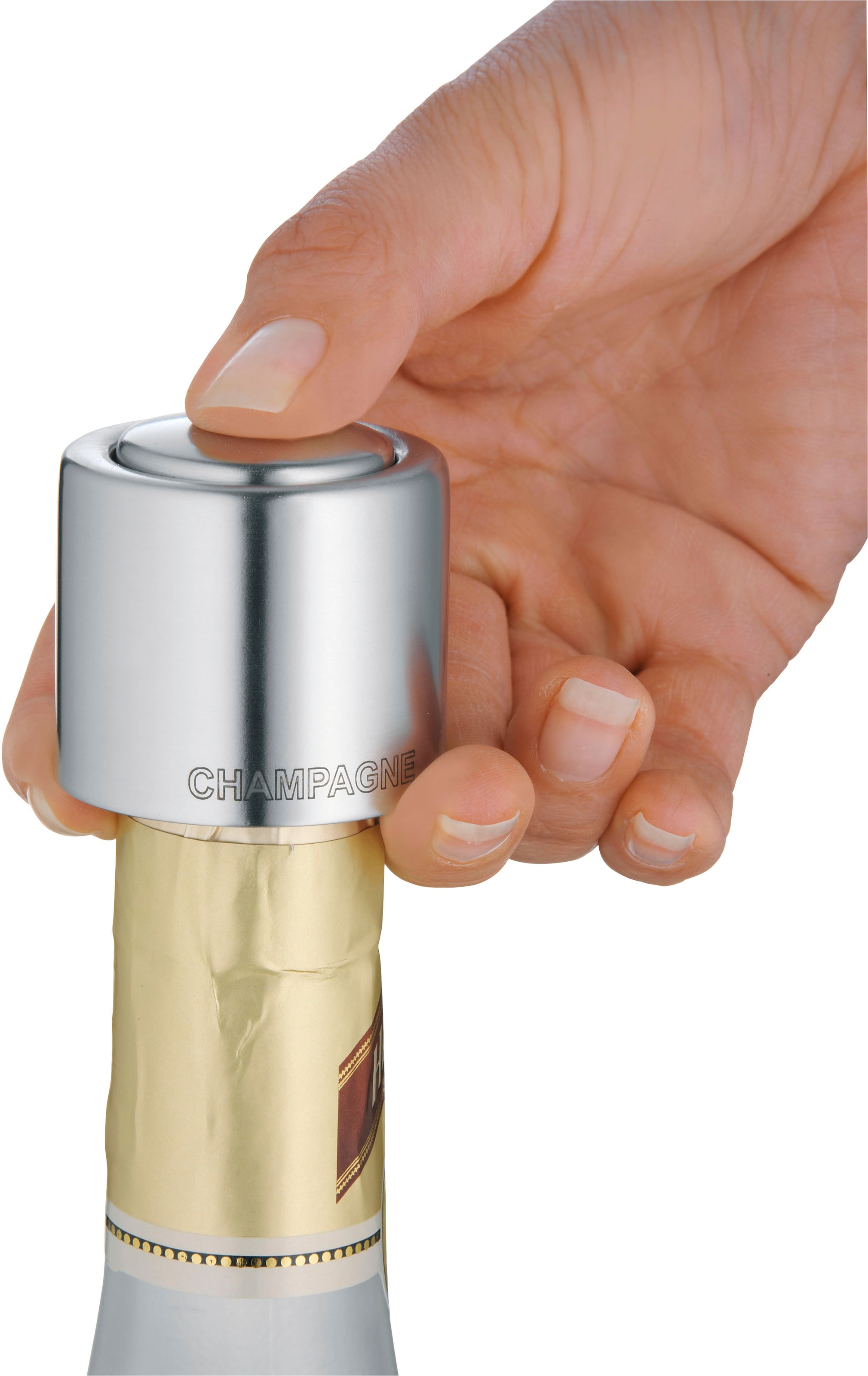 WMF Flaschenverschluss »Clever & More«, (1 tlg.), Cromargan Edelstahl Rostfrei 18/10, luftdicht, auslaufsicher