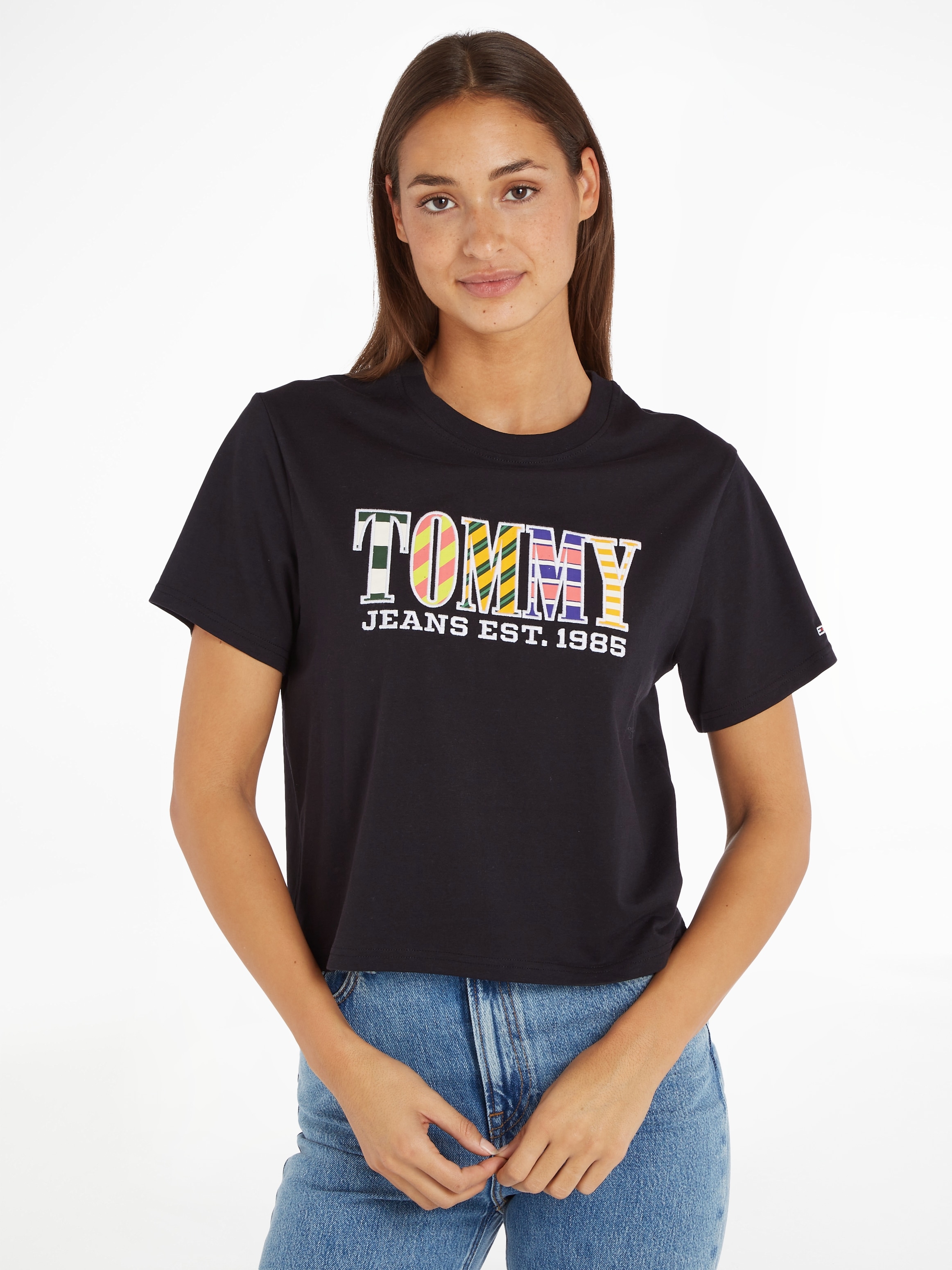 Tommy Jeans T-Shirt »TJW CLS TJ LUXE 2 TEE«, mit gestreifter Logostickerei  bei ♕ | T-Shirts