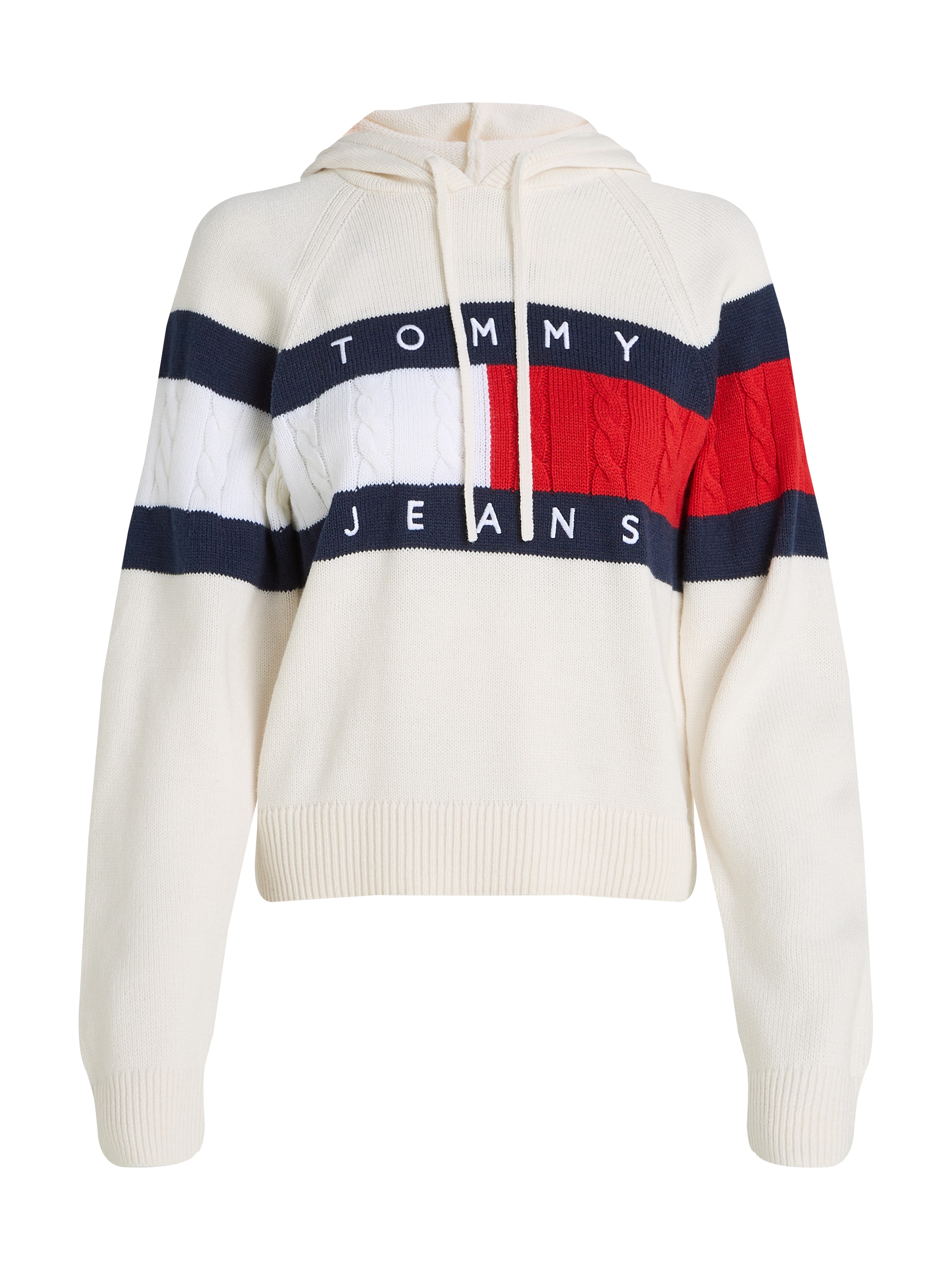 Tommy Jeans Kapuzenpullover »TJW CENTER FLAG HOOD SWEATER EXT«, mit Kapuze, großem Logo-Flag