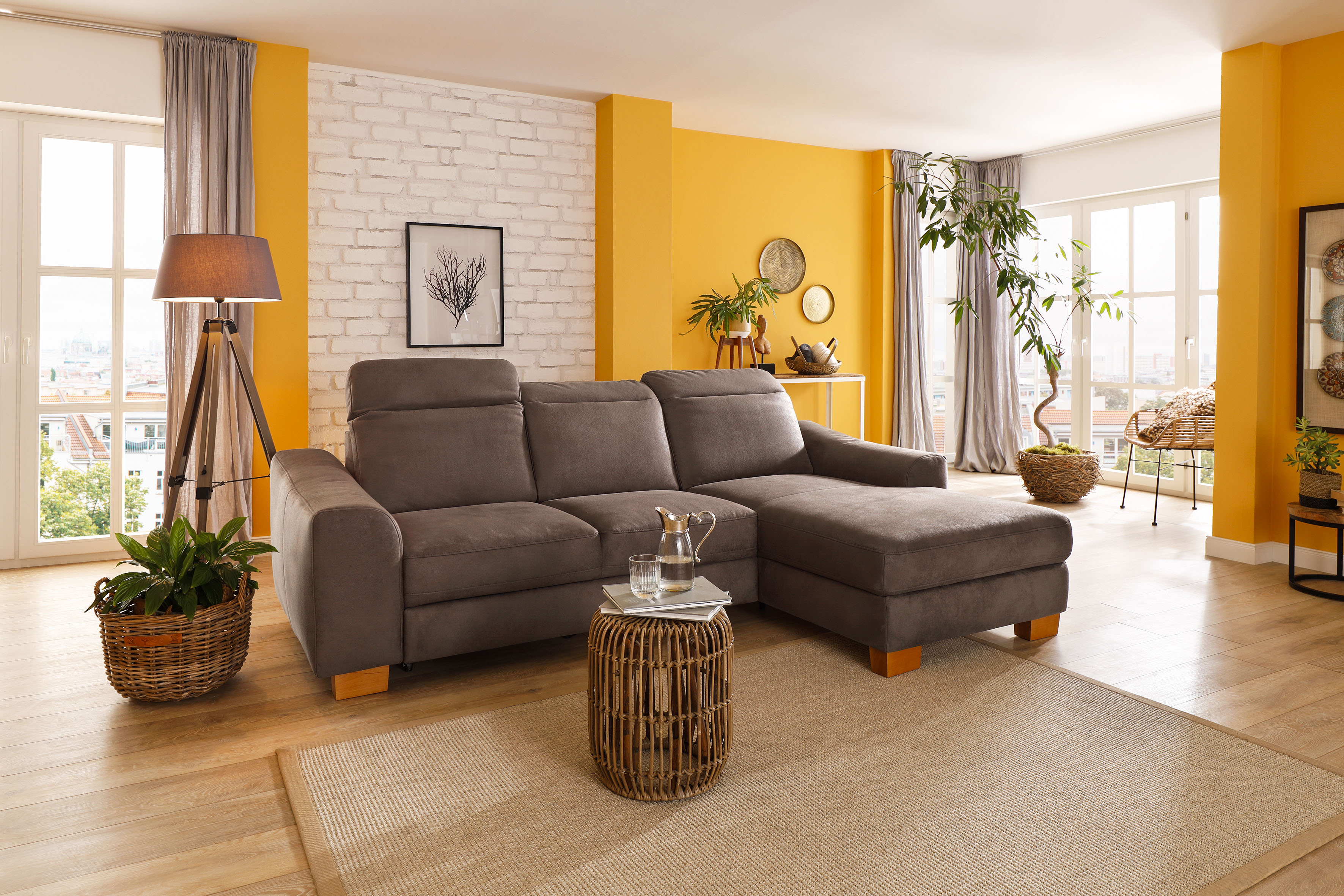 Home affaire Ecksofa "Dundee L-Form" wahlweise mit Kopfteilverstellung und zusätzlich mit Schlaffunktion