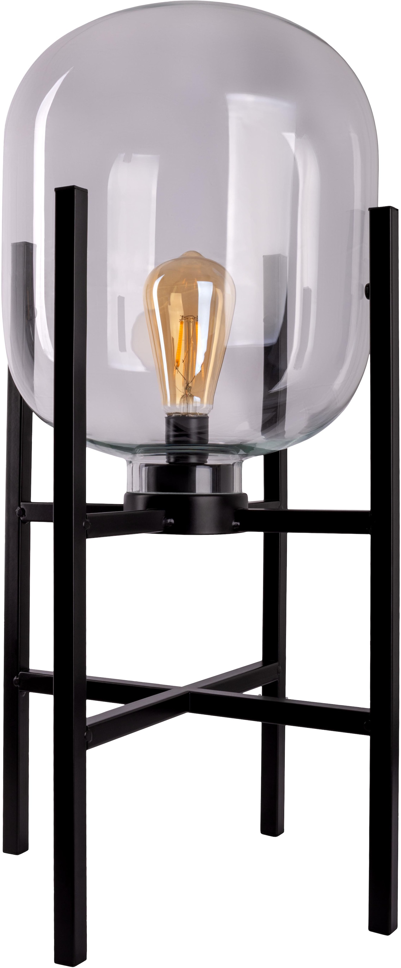 näve LED Sockelleuchte »Lora« LED-Modul 1 Stk. Warmweiß Glasschirm, Akku, inkl. USB-C-Kabel 100cm,Timer, Schiebeschalter, IP44