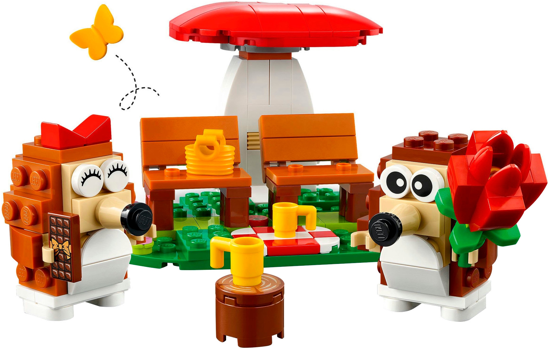 LEGO® Konstruktionsspielsteine »Igel und ihr Picknick-Date (40711), LEGO Iconic«, (166 St.), Made in Europe