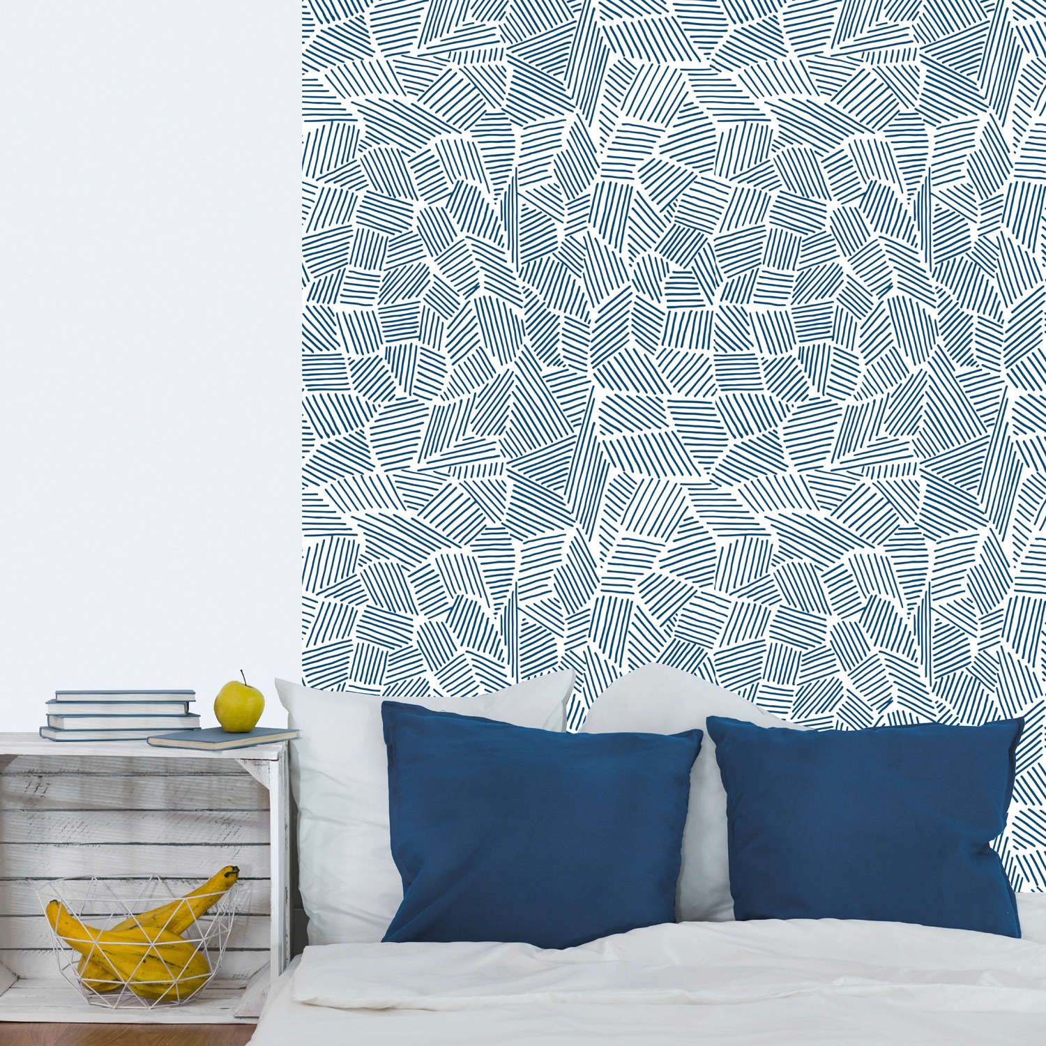 queence Vinyltapete »Muster-Blau«, 90x250cm, selbstklebend, kinderleichte Anbringung, Sticker
