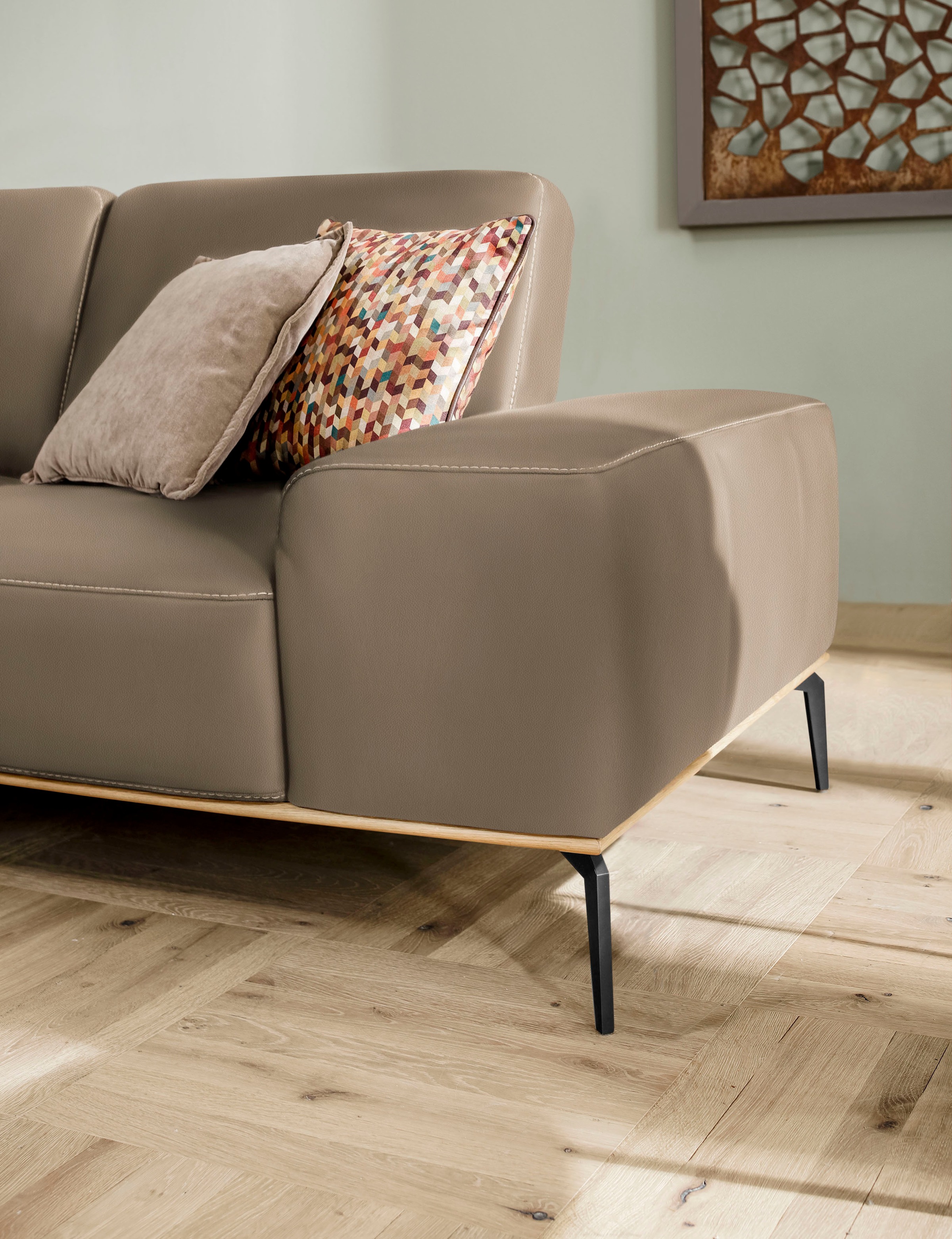 W.SCHILLIG Ecksofa »run, Designsofa mit tollem Sitzkomfort, bequem, L-Form«, mit Holzsockel, Füße in Schwarz pulverbeschichtet, Breite 279 cm